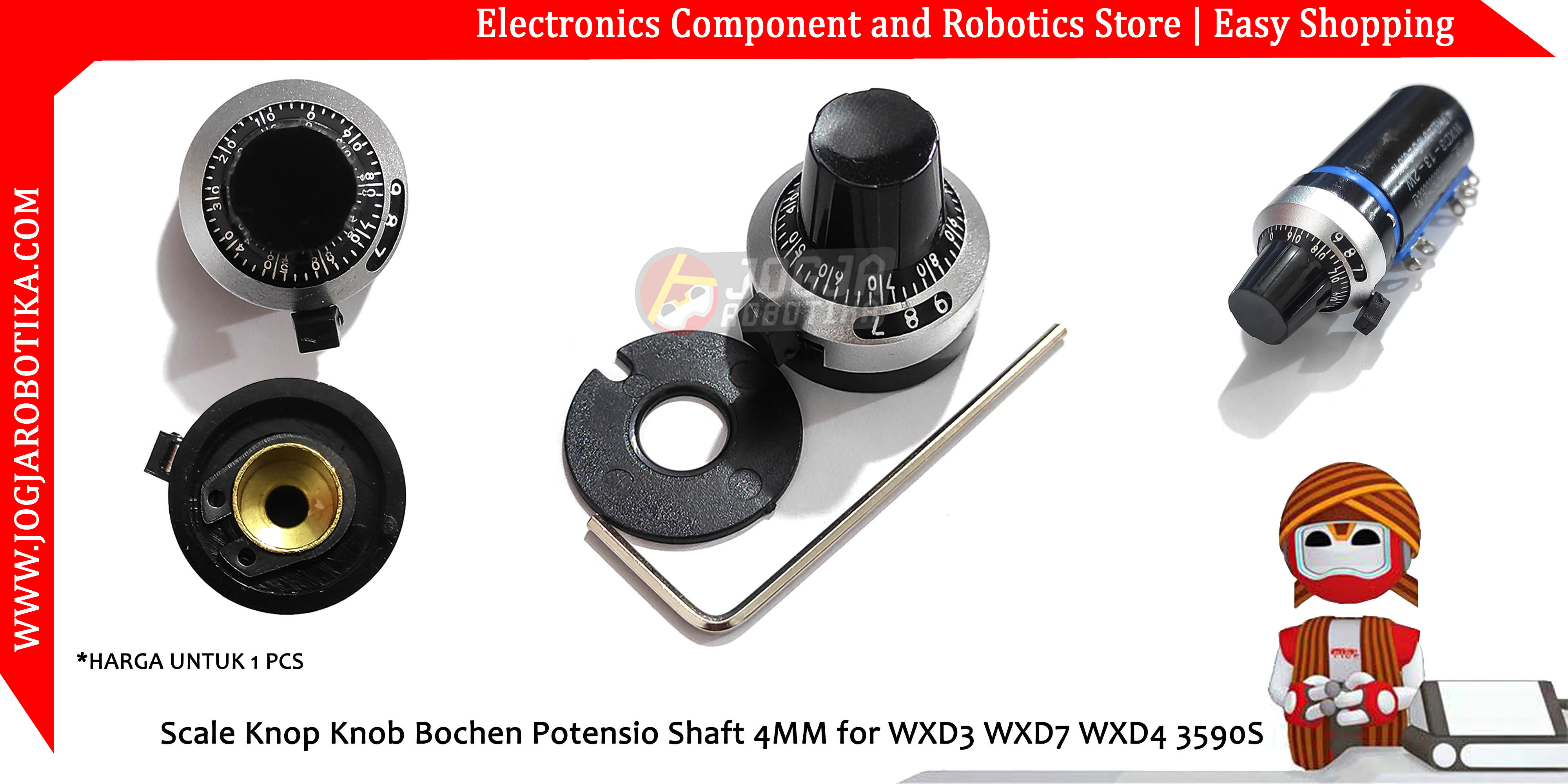 Scale Knop Knob Bochen Potensio Shaft 4MM for WXD3 WXD7 WXD4 3590S