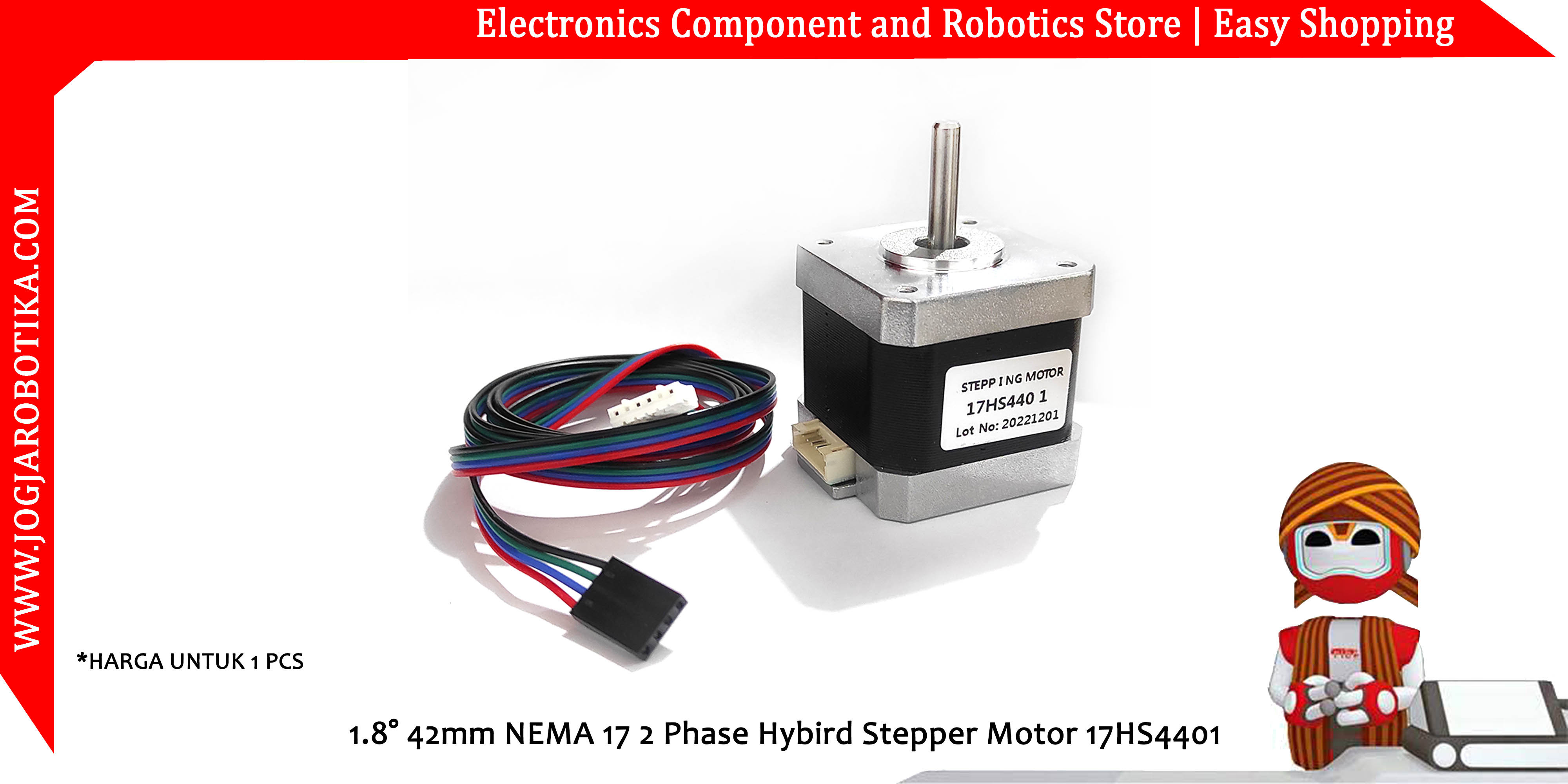 1.8° 42mm NEMA 17 2 Phase Hybird Stepper Motor 17HS4401