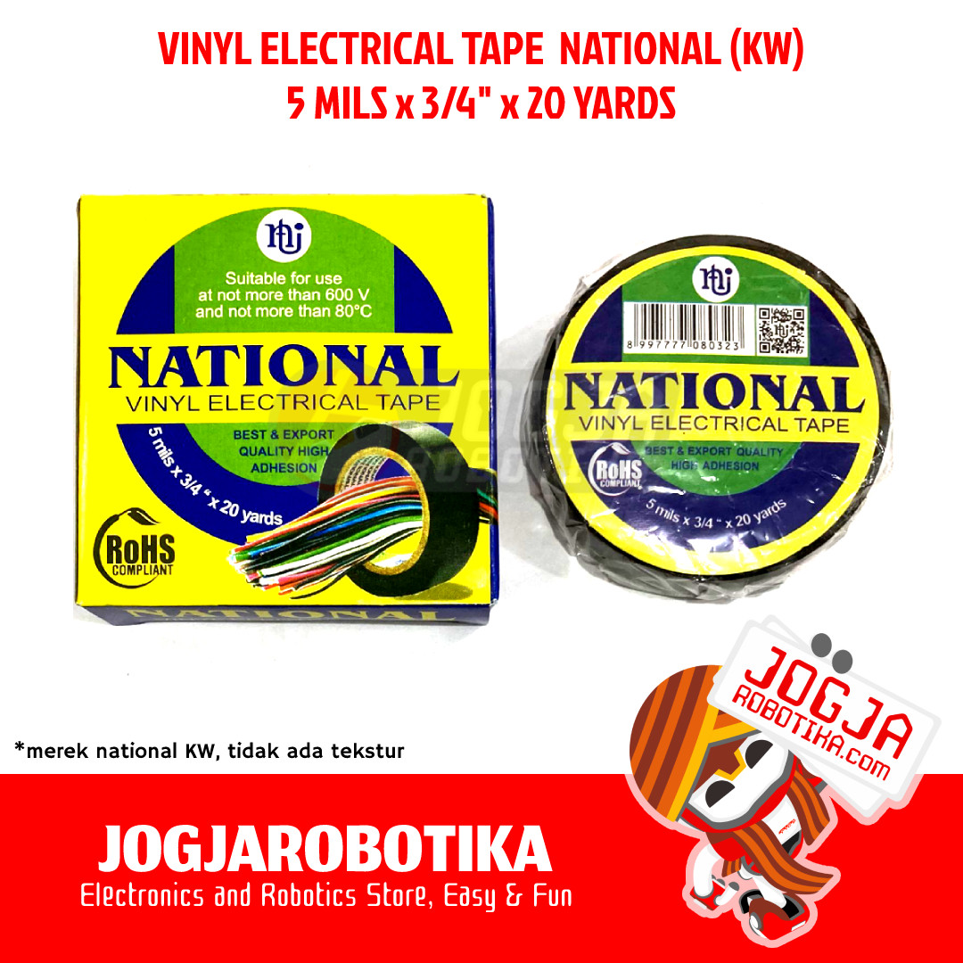 Vinyl Electrical Tape (Isolasi Listrik) National 5 mils x 3/4" x 20 yards