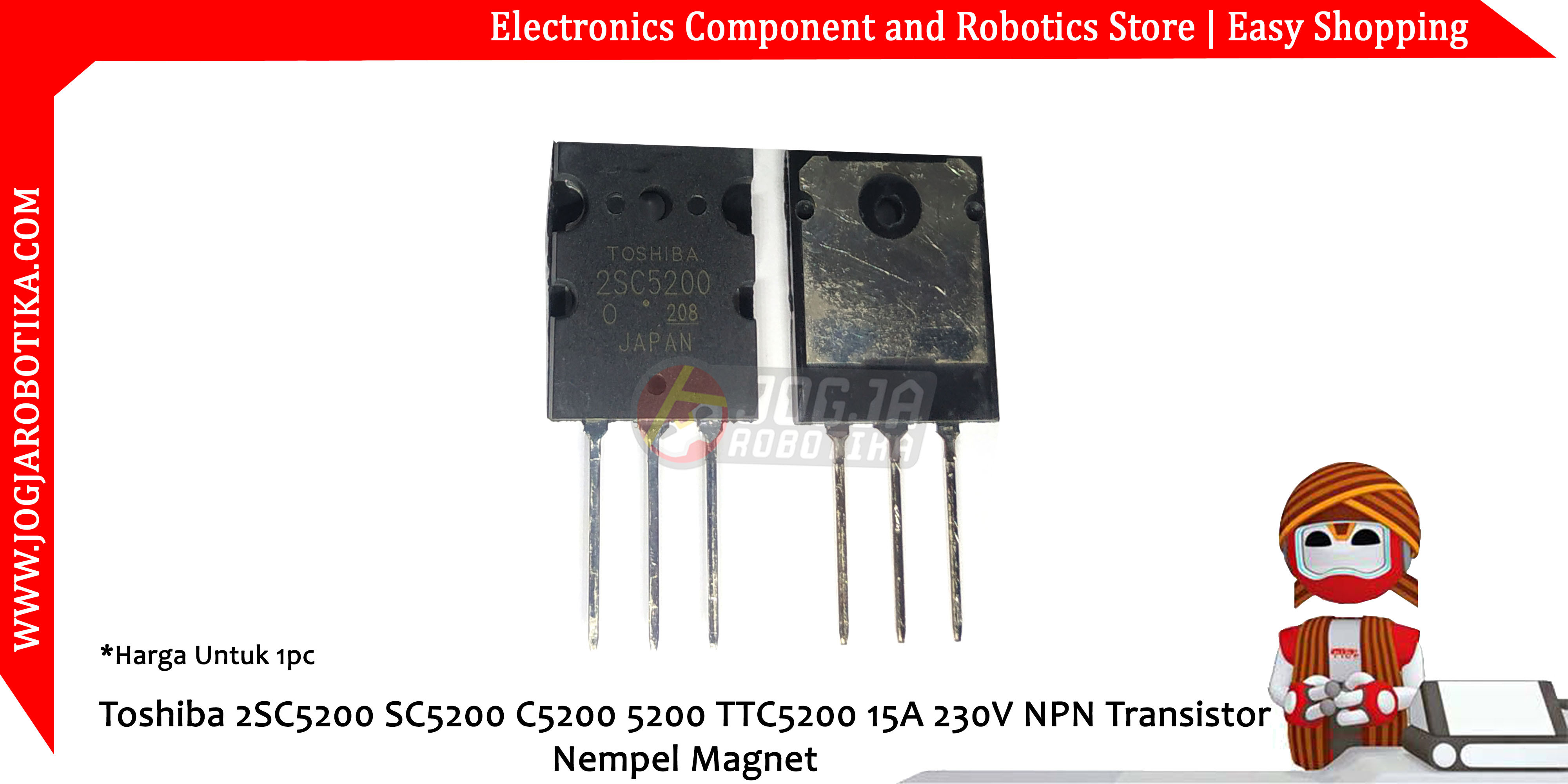 Toshiba 2SC5200 SC5200 C5200 5200 TTC5200 15A 230V NPN Transistor Nempel Magnet