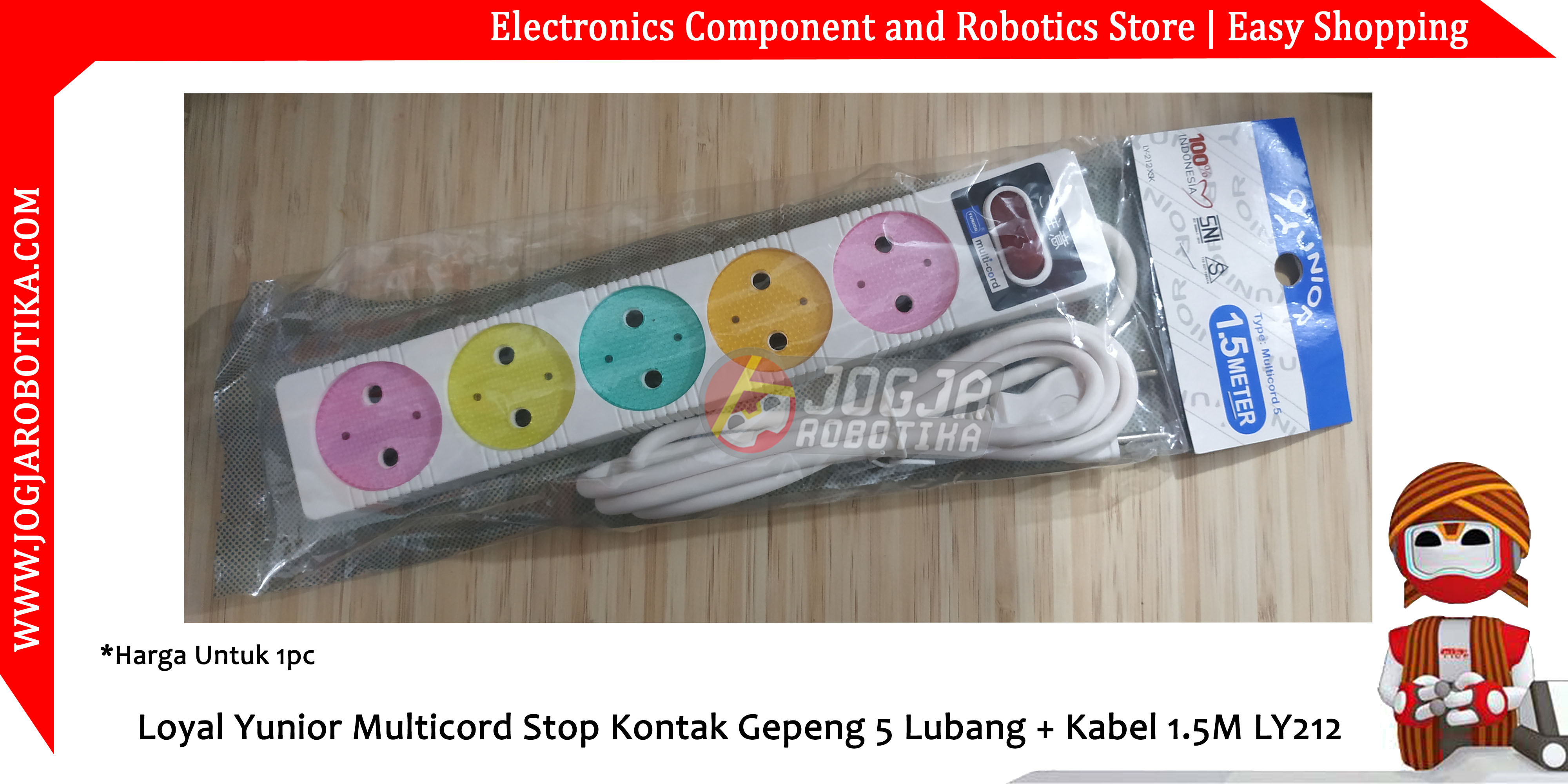 Loyal Yunior Multicord Stop Kontak Gepeng 5 Lubang + Kabel 1.5M LY212
