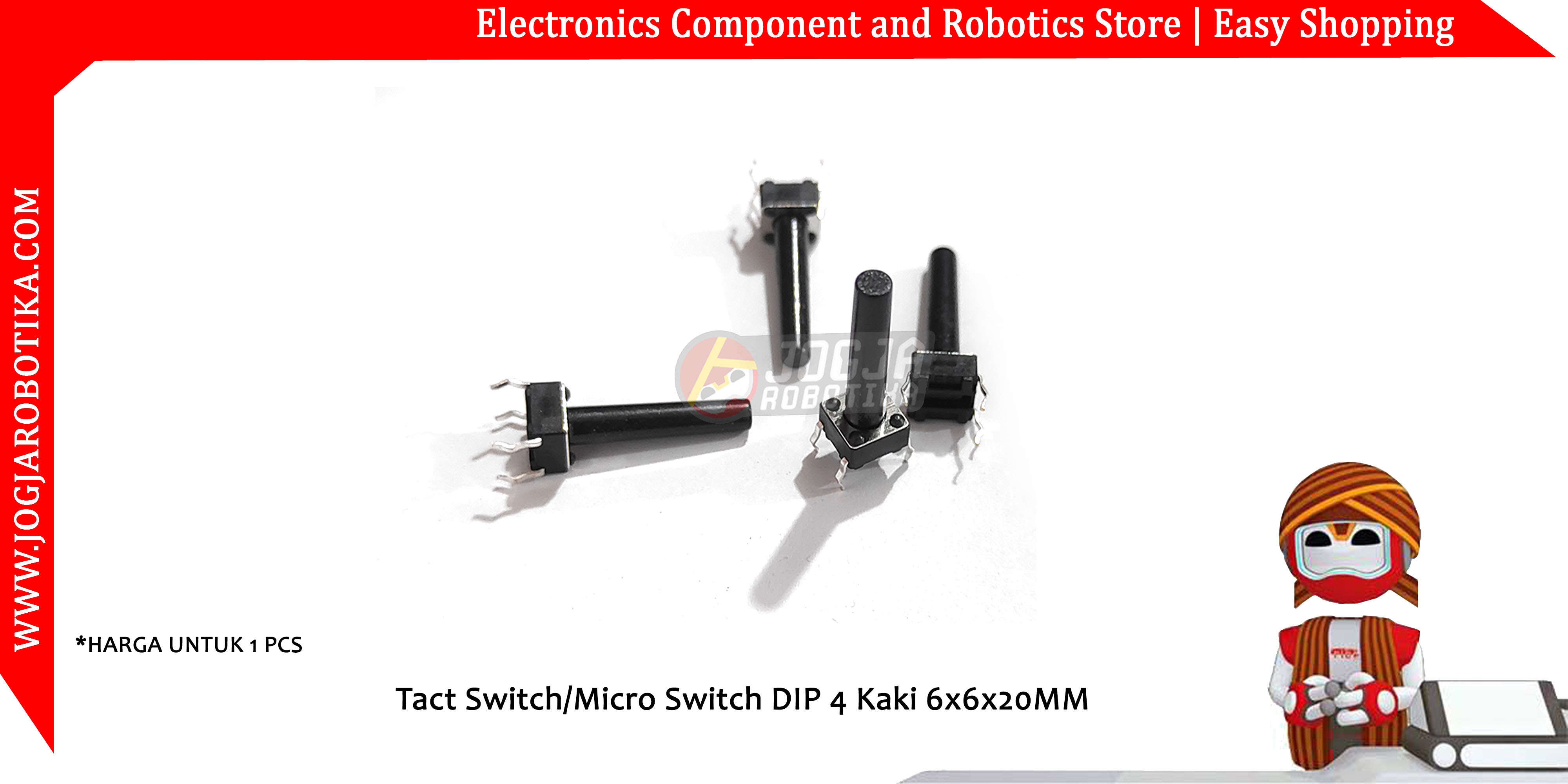 Tact Switch Micro Switch DIP 4 Kaki 6x6x20MM