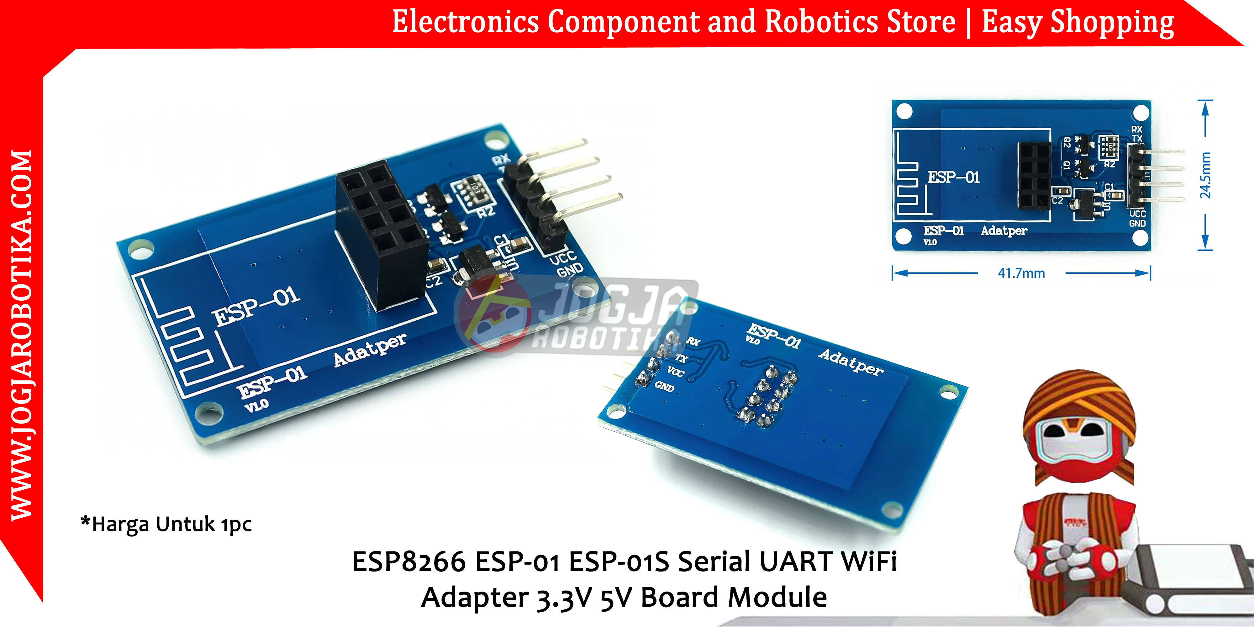 ESP8266 ESP-01 ESP-01S Serial UART WiFi Adapter 3.3V 5V Board Module