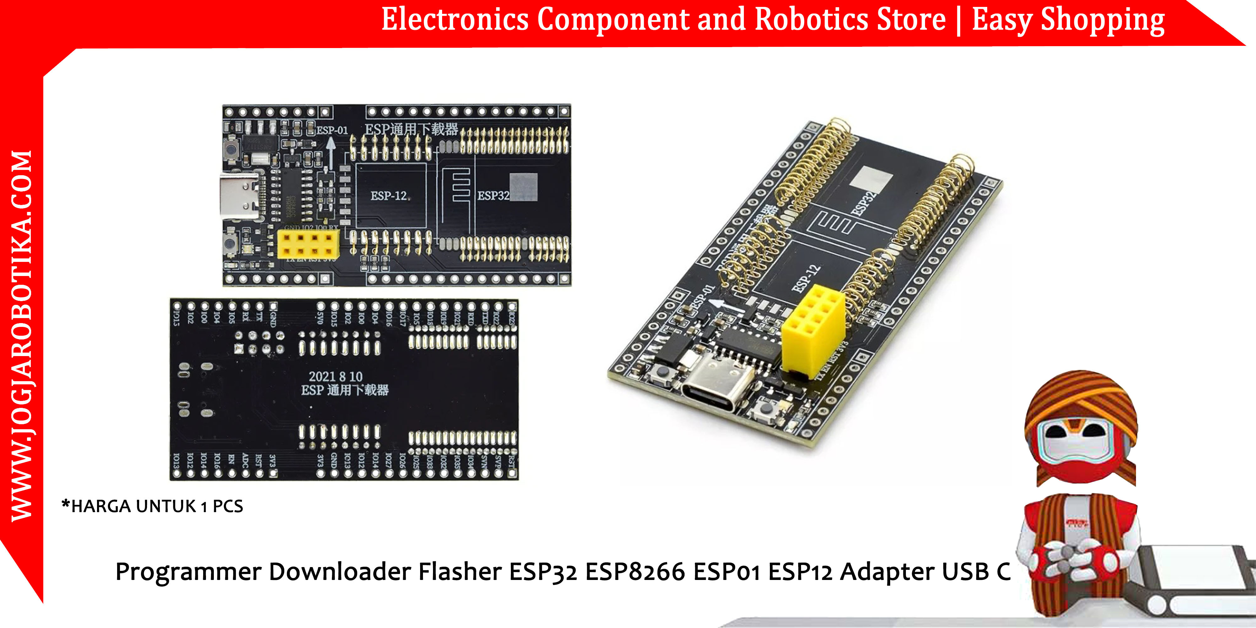 Programmer Downloader Flasher ESP32 ESP8266 ESP01 ESP12 Adapter USB C