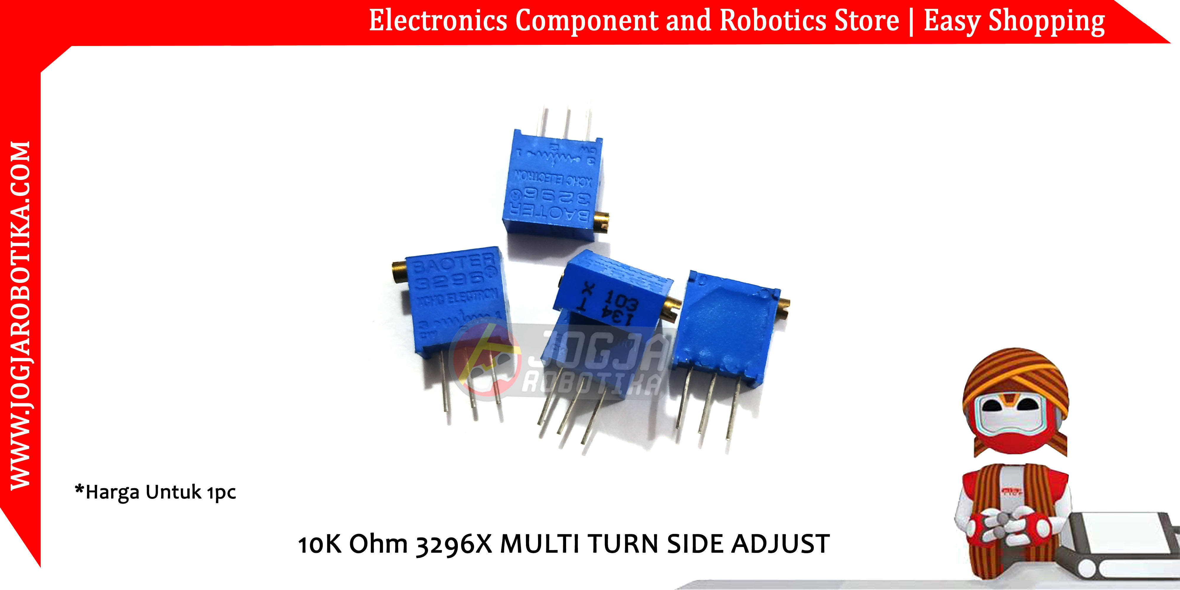 10K Ohm 3296X MULTI TURN SIDE ADJUST