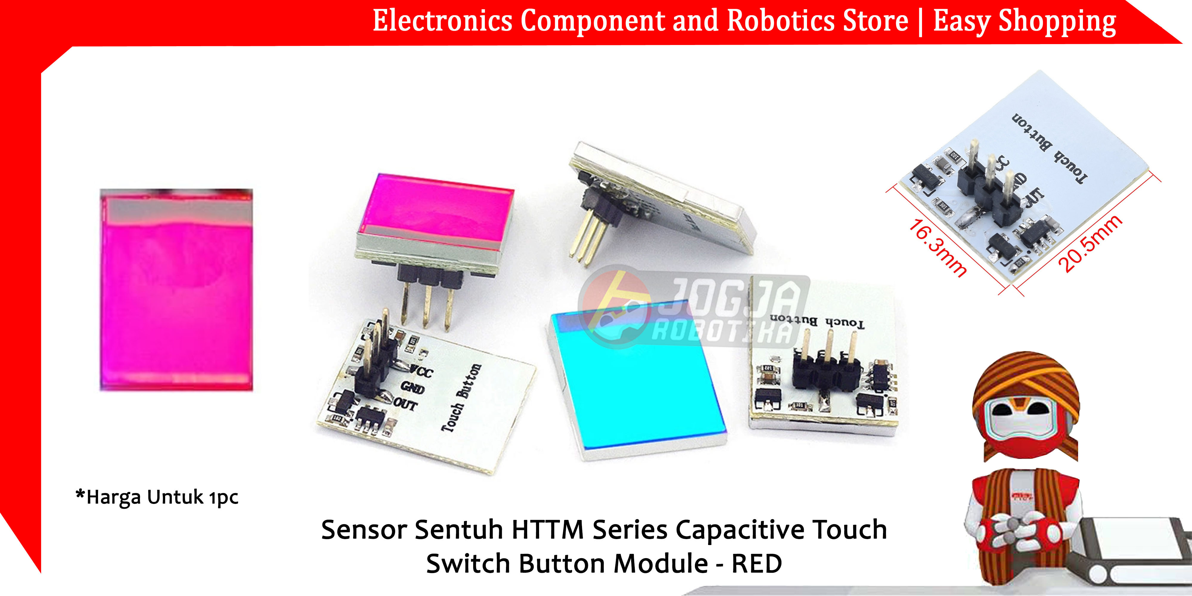 Sensor Sentuh HTTM Series Capacitive Touch Switch Button Module - RED
