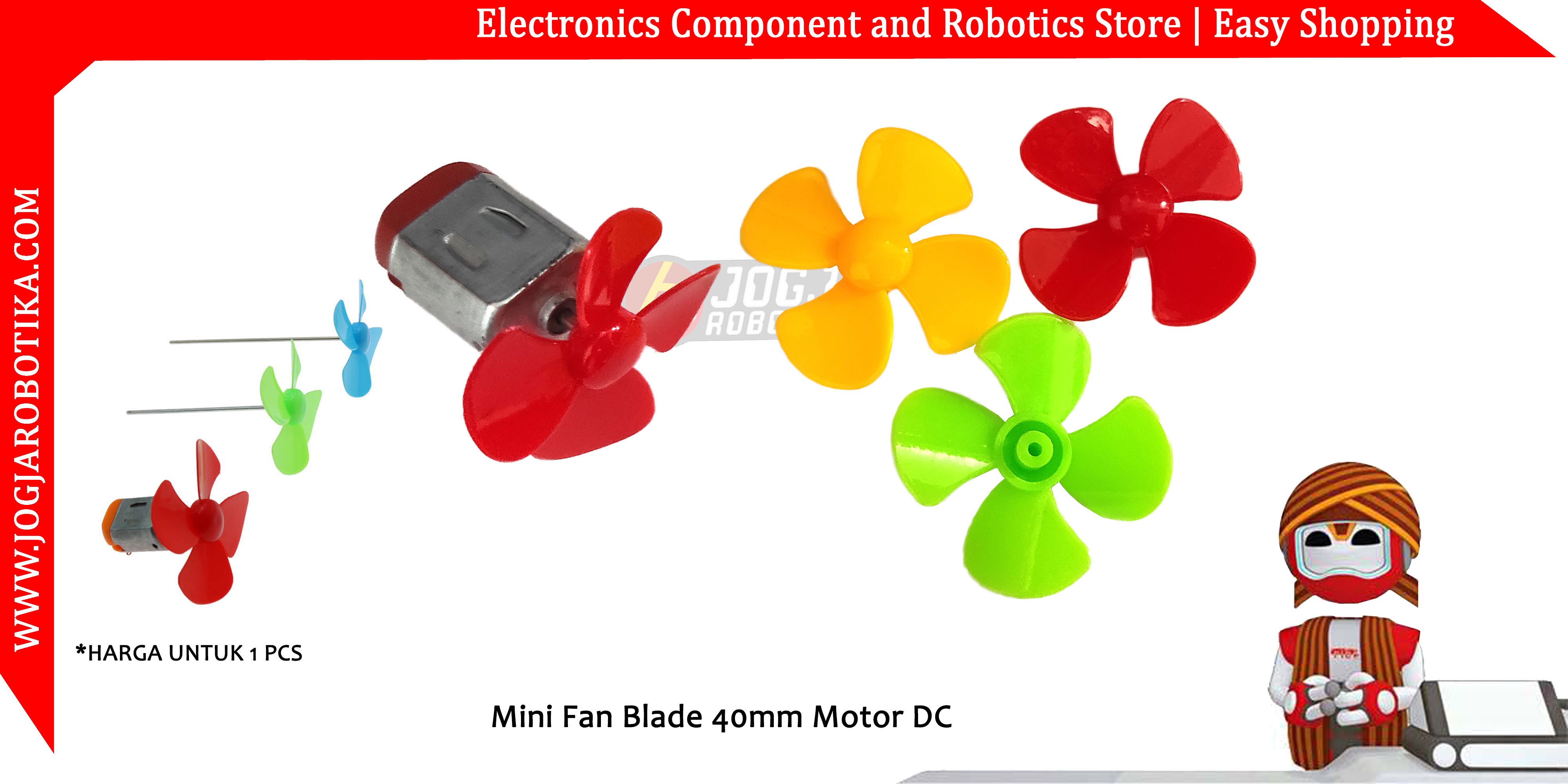 Mini Fan Blade 40mm Motor DC-Kuning
