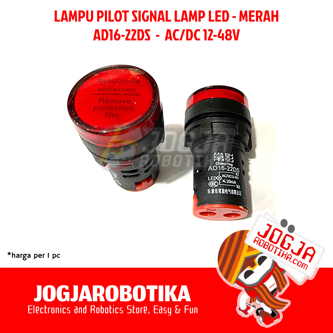 LAMPU PILOT SIGNAL LAMP LED AC/DC 12-48V AD16-22DS - MERAH