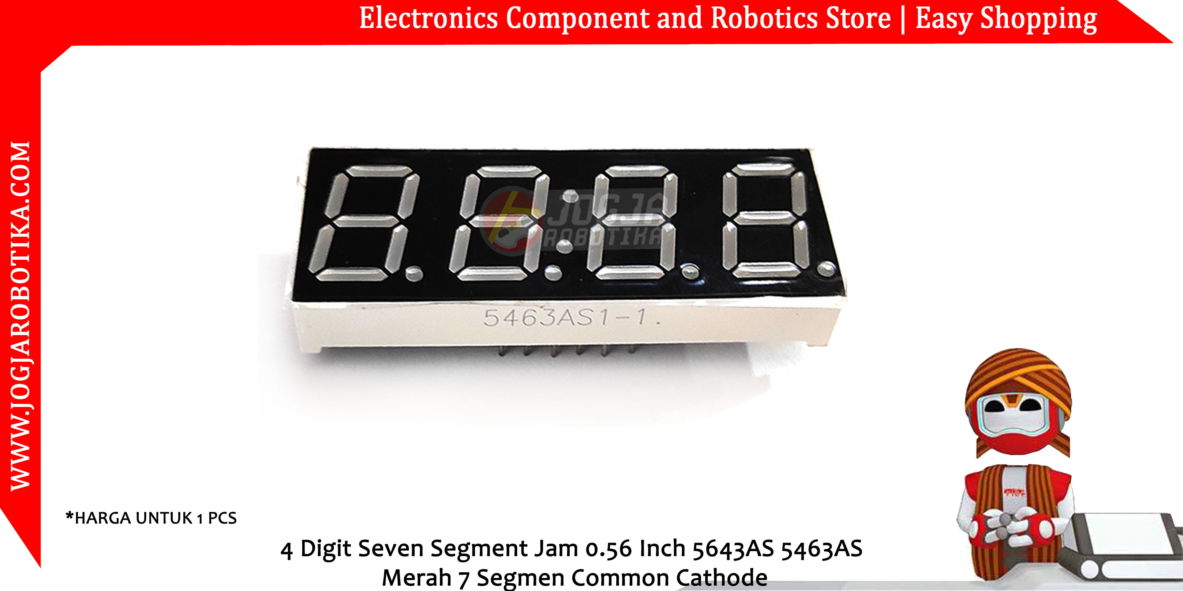 4 Digit Seven Segment Jam 0.56 Inch 5643AS 5463AS Merah 7 Segmen Common Cathode