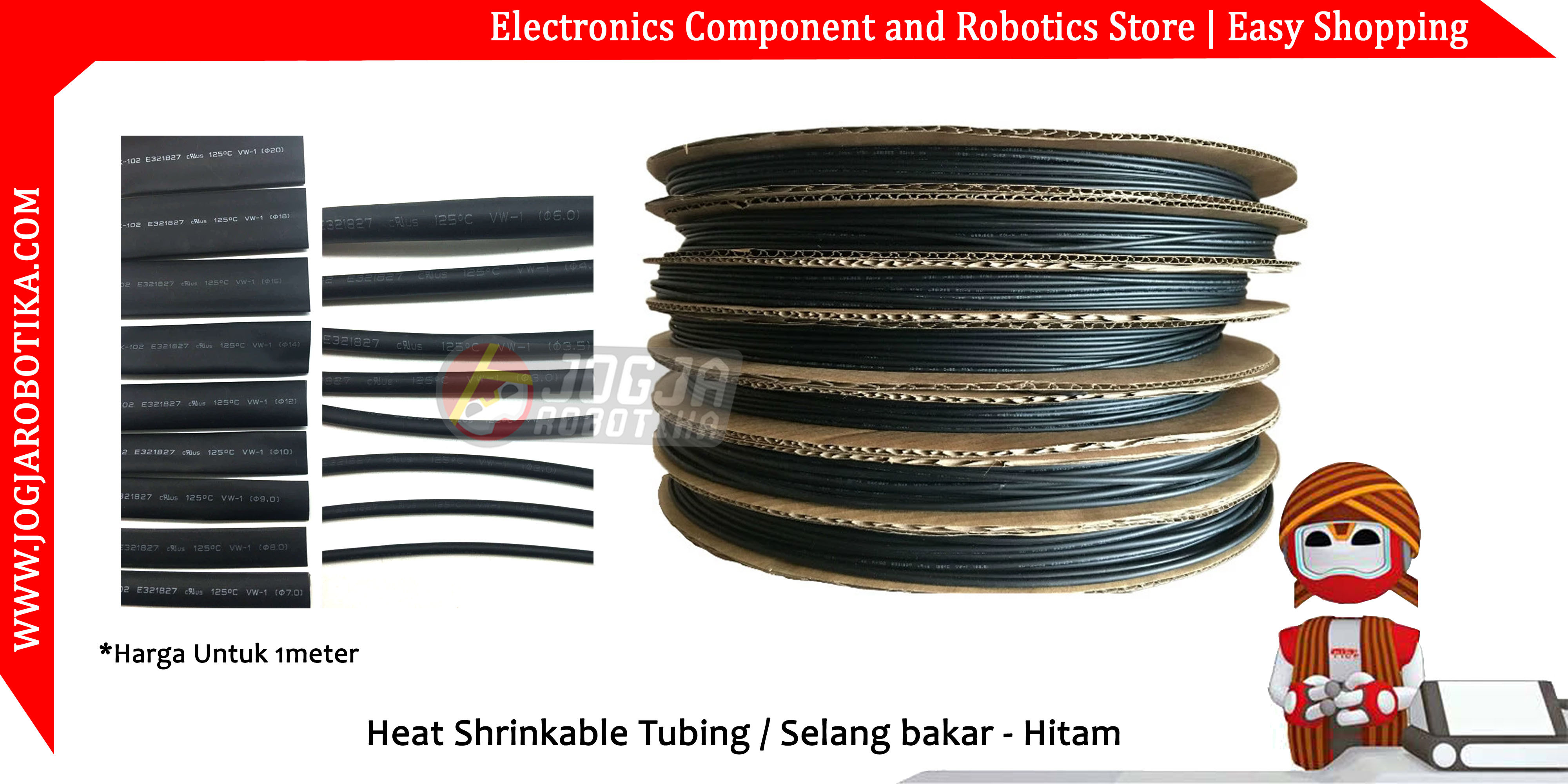 4mm Heat Shrinkable Tubing / Selang bakar - Hitam