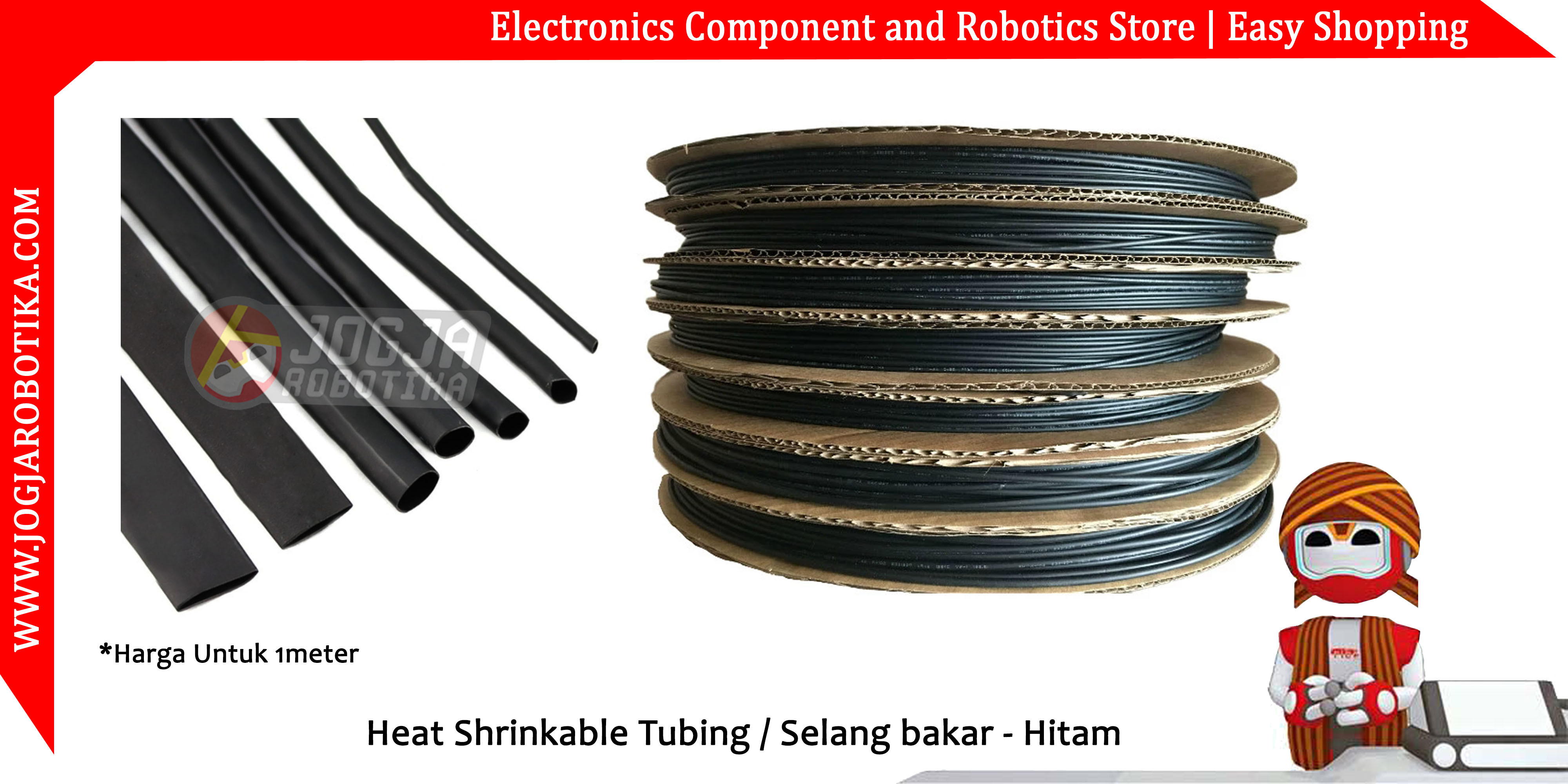 6mm Heat Shrinkable Tubing / Selang bakar - Hitam