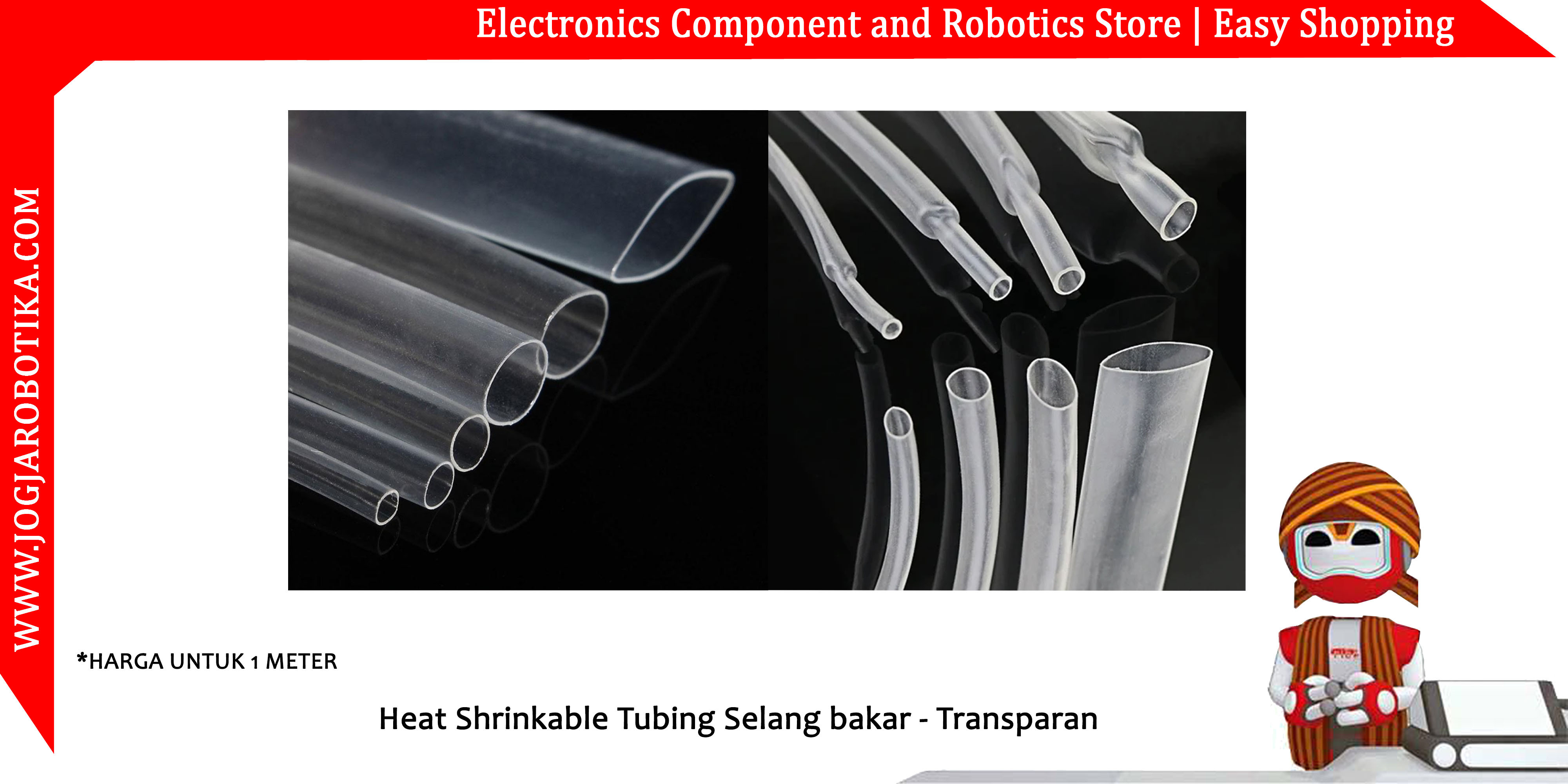 3mm Heat Shrinkable Tubing / Selang bakar-Transparan