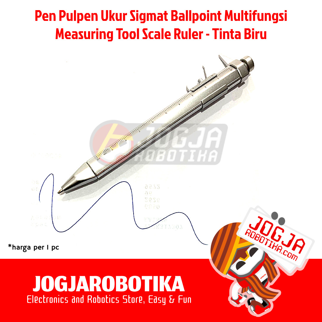 Pen Ukur Sigmat Ballpoint Multifungsi Measuring Tool Scale Ruler-Biru