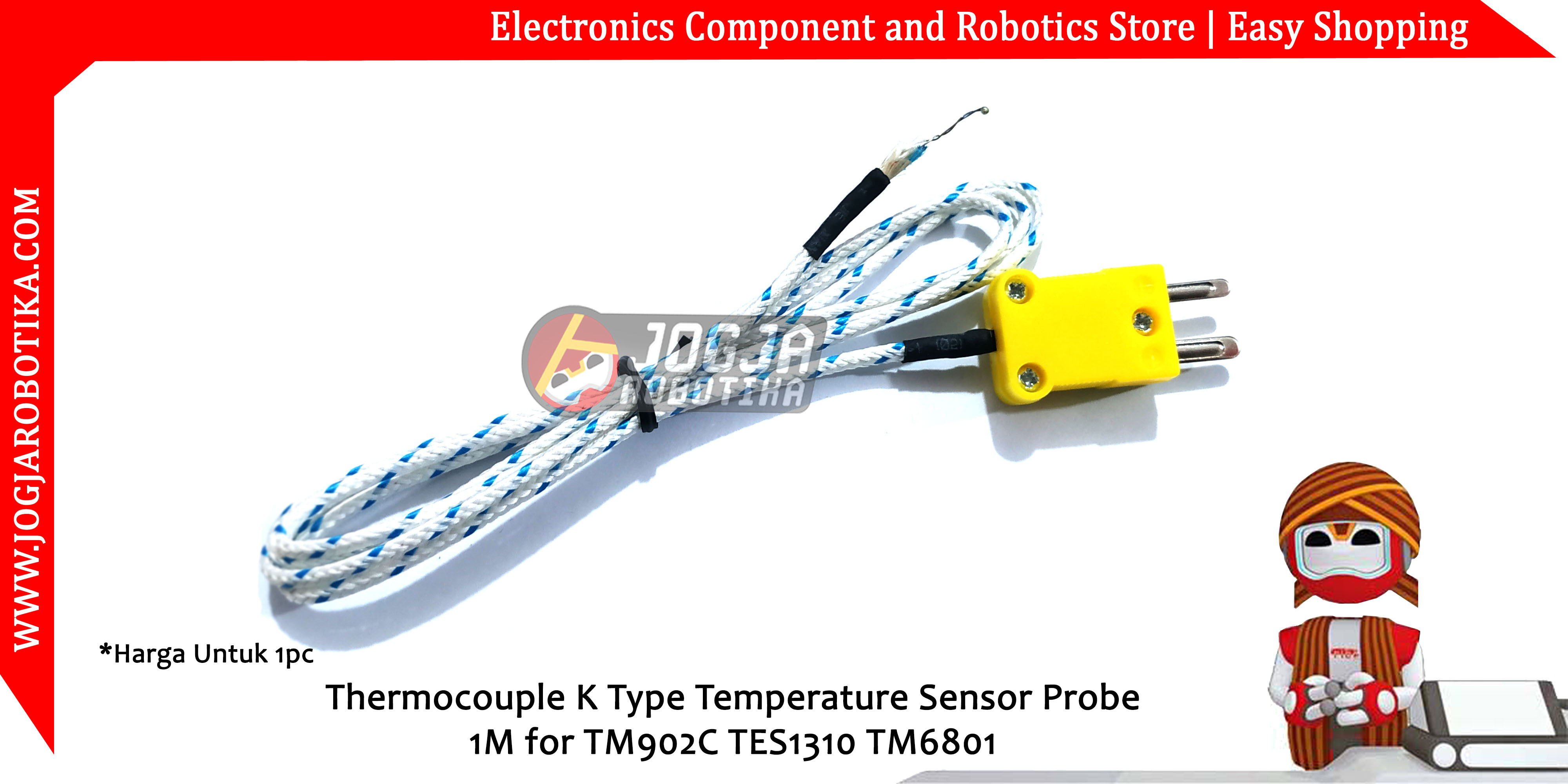 Thermocouple K Type Temperature Sensor Probe 1M for TM902C TES1310 TM6801