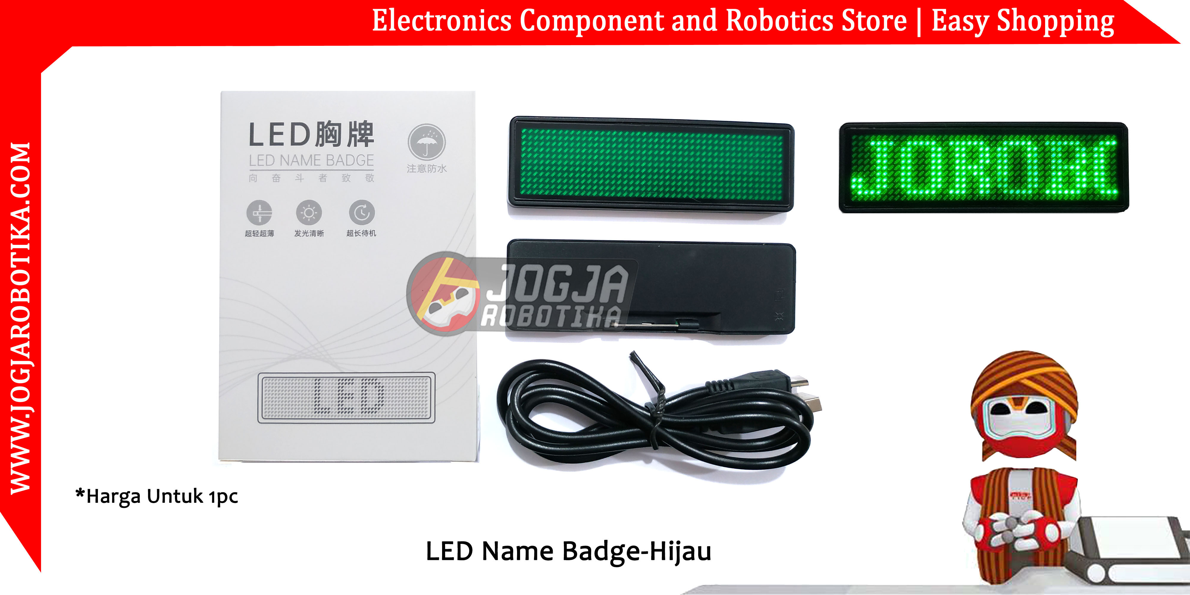 LED Name Badge-Hijau
