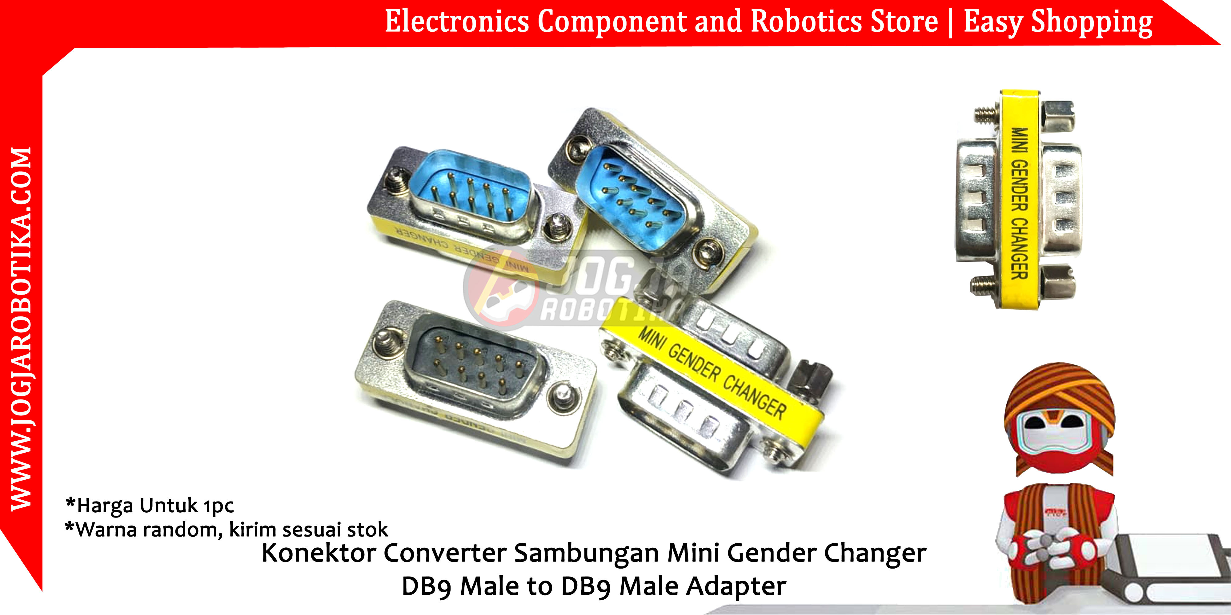 Konektor Converter Sambungan Mini Gender Changer DB9 Male to DB9 Male Adapter
