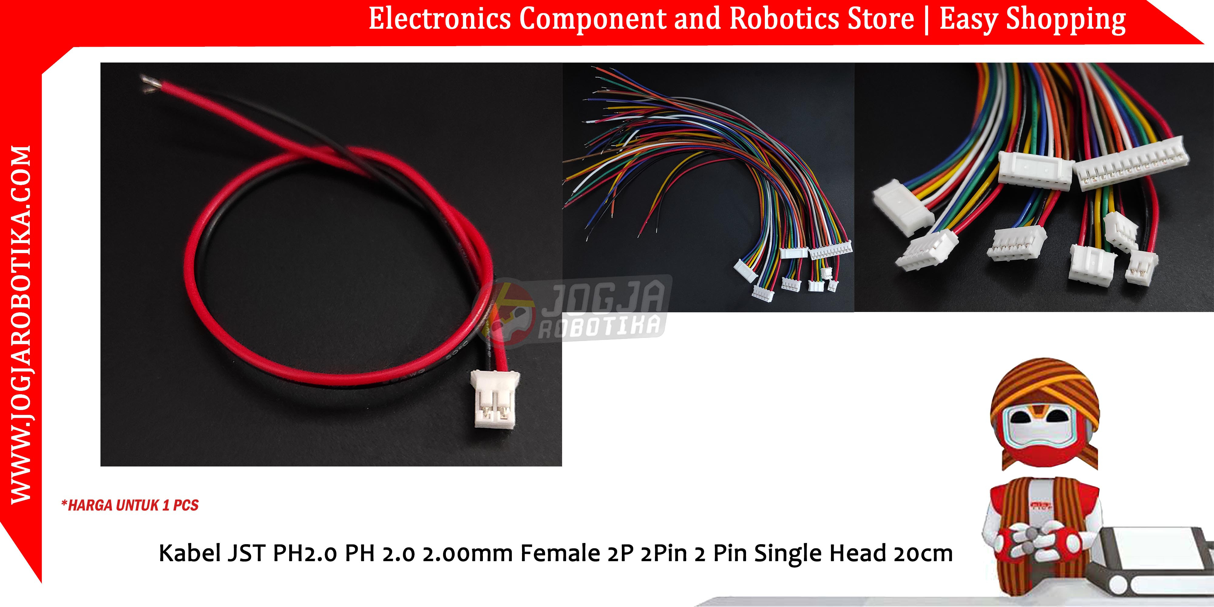 Kabel JST XH2.54 2.54mm Female 2P 2 P Pin Single Head 30cm