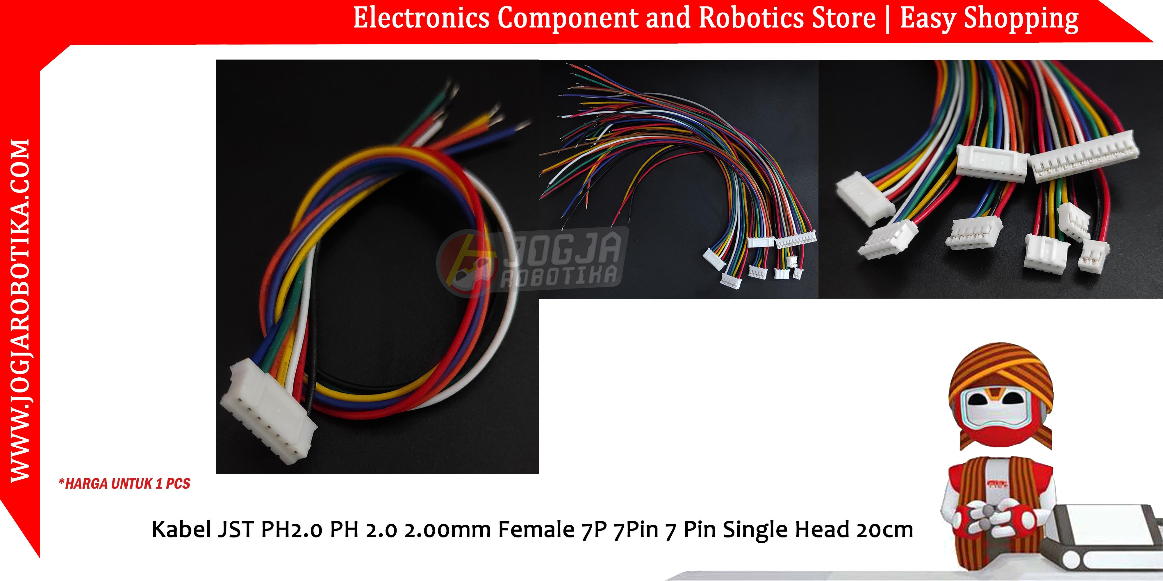 Kabel JST PH2.0 PH 2.0 2.00mm Female 7P 7Pin 7 Pin Single Head 20cm