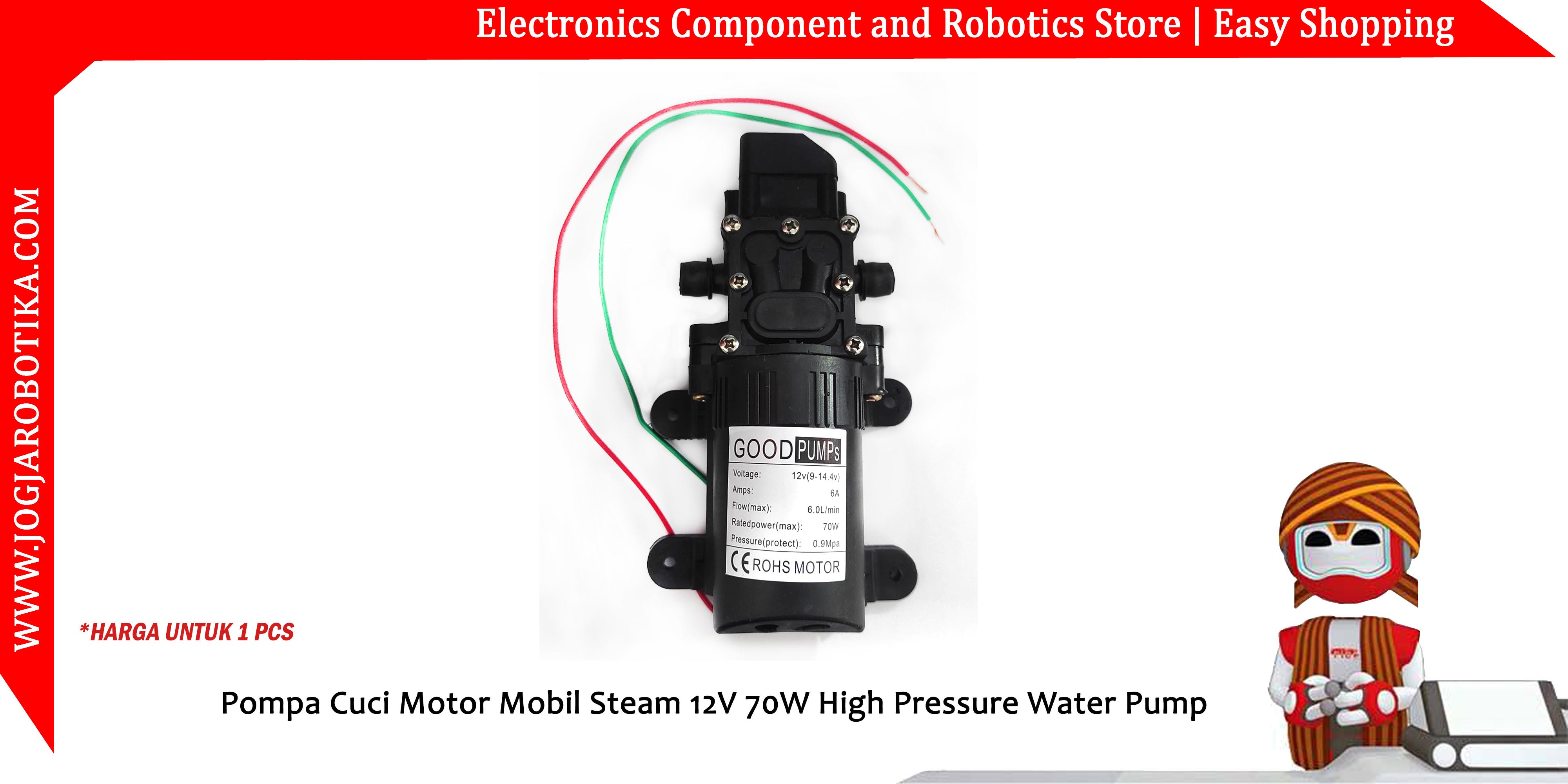 Pompa Cuci Motor Mobil Steam 12V 70W High Pressure Water Pump