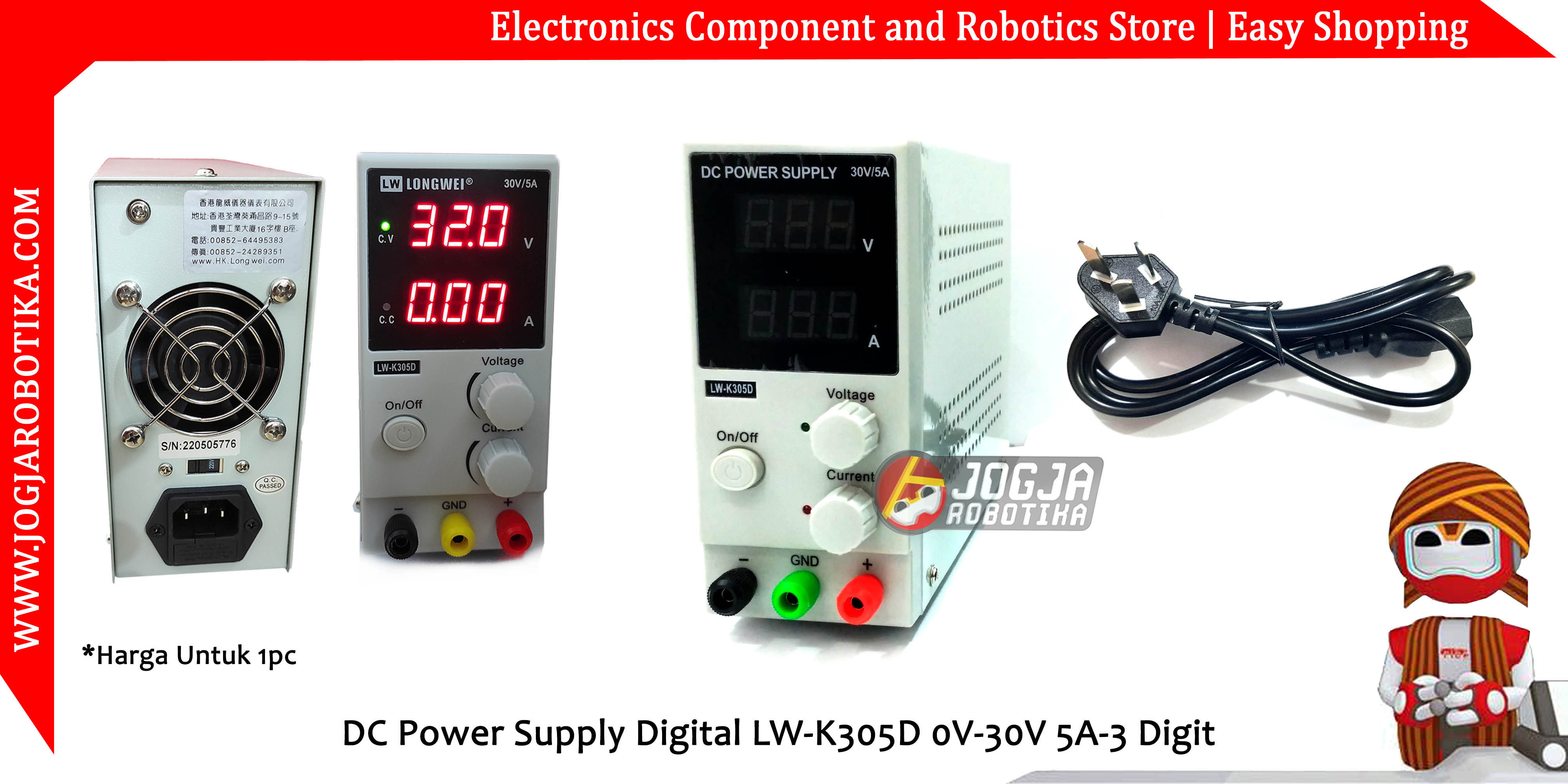 DC Power Supply Digital LW-K305D 0V-30V 5A-3 Digit