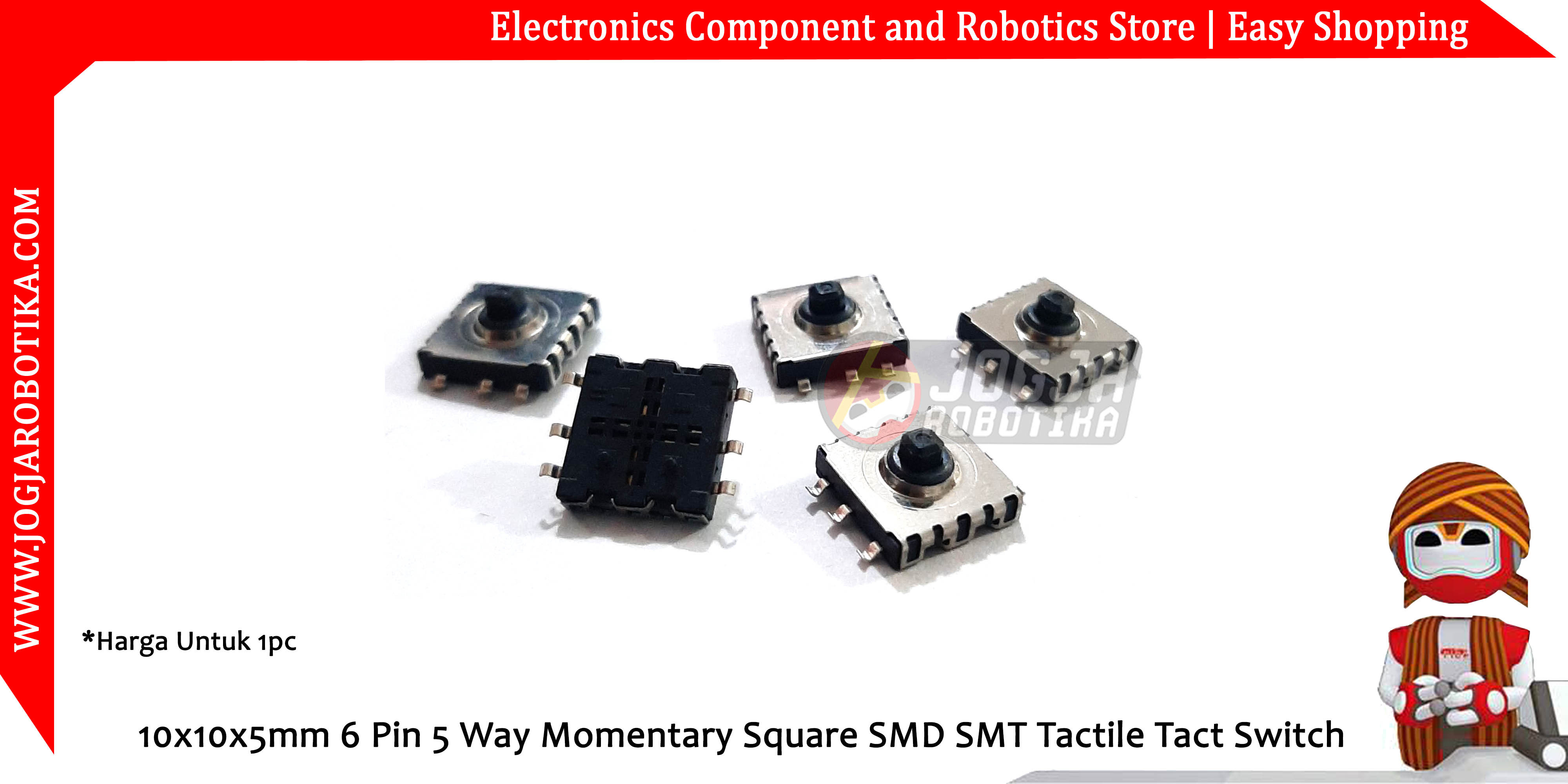 10x10x9mm 6 Pin 5 Way Momentary Square SMD SMT Tactile Tact Switch