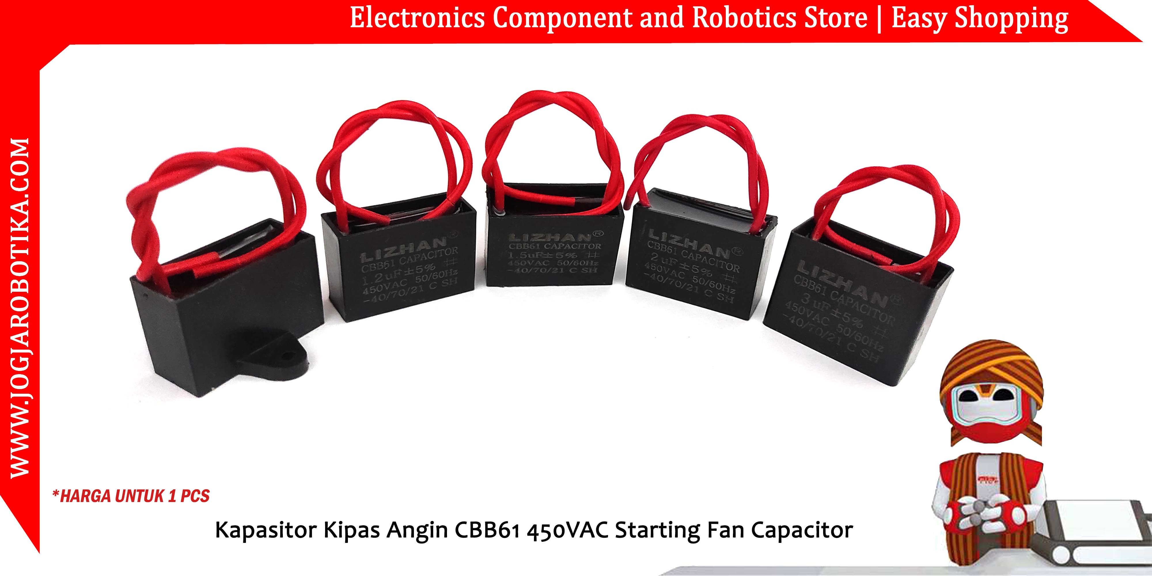 Kapasitor Kipas Angin CBB61 450VAC 2uF Starting Fan Capacitor