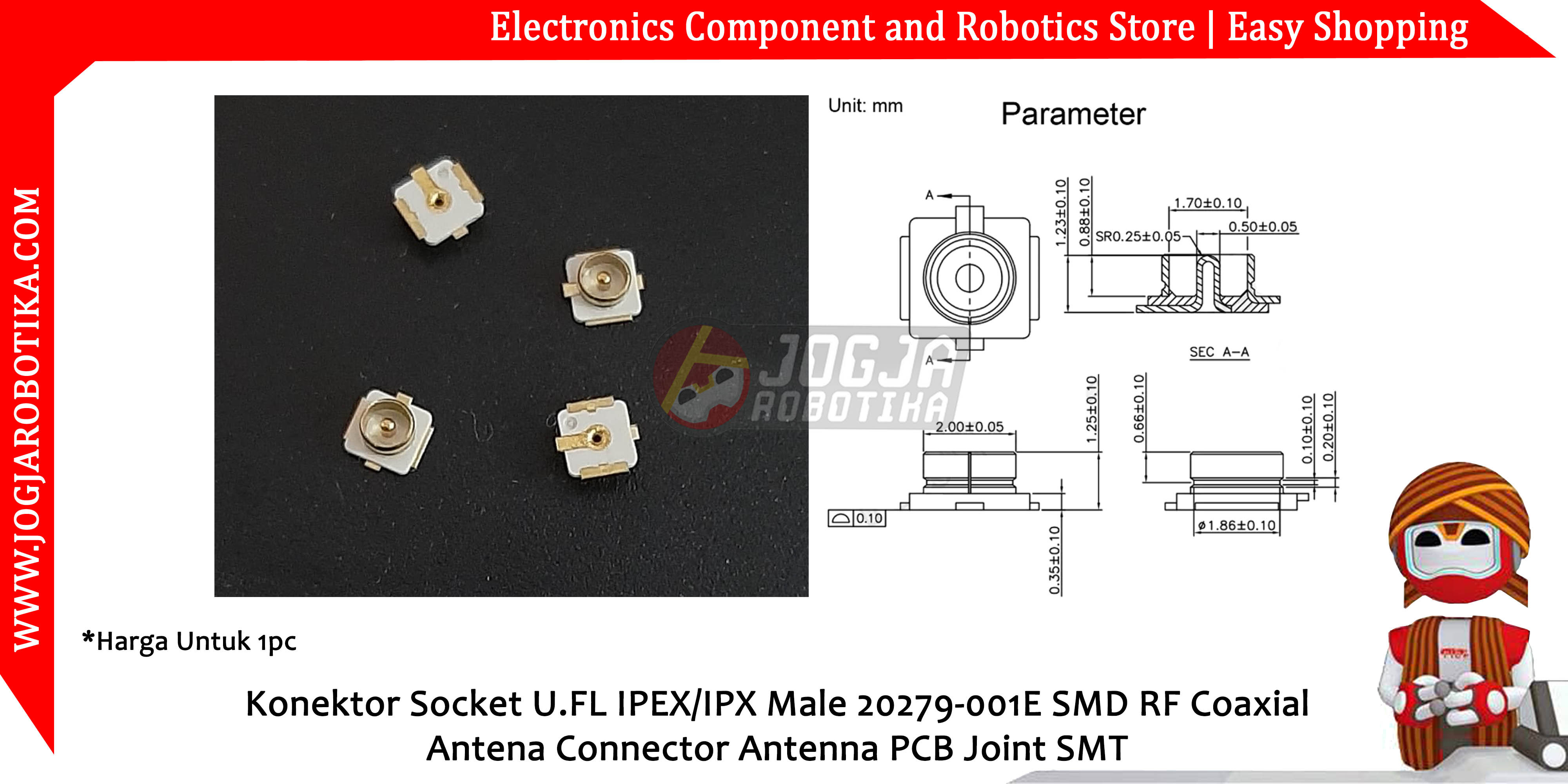 Konektor Socket U.FL IPEX/IPX Male 20279-001E SMD RF Coaxial Antena Connector Antenna PCB Joint SMT