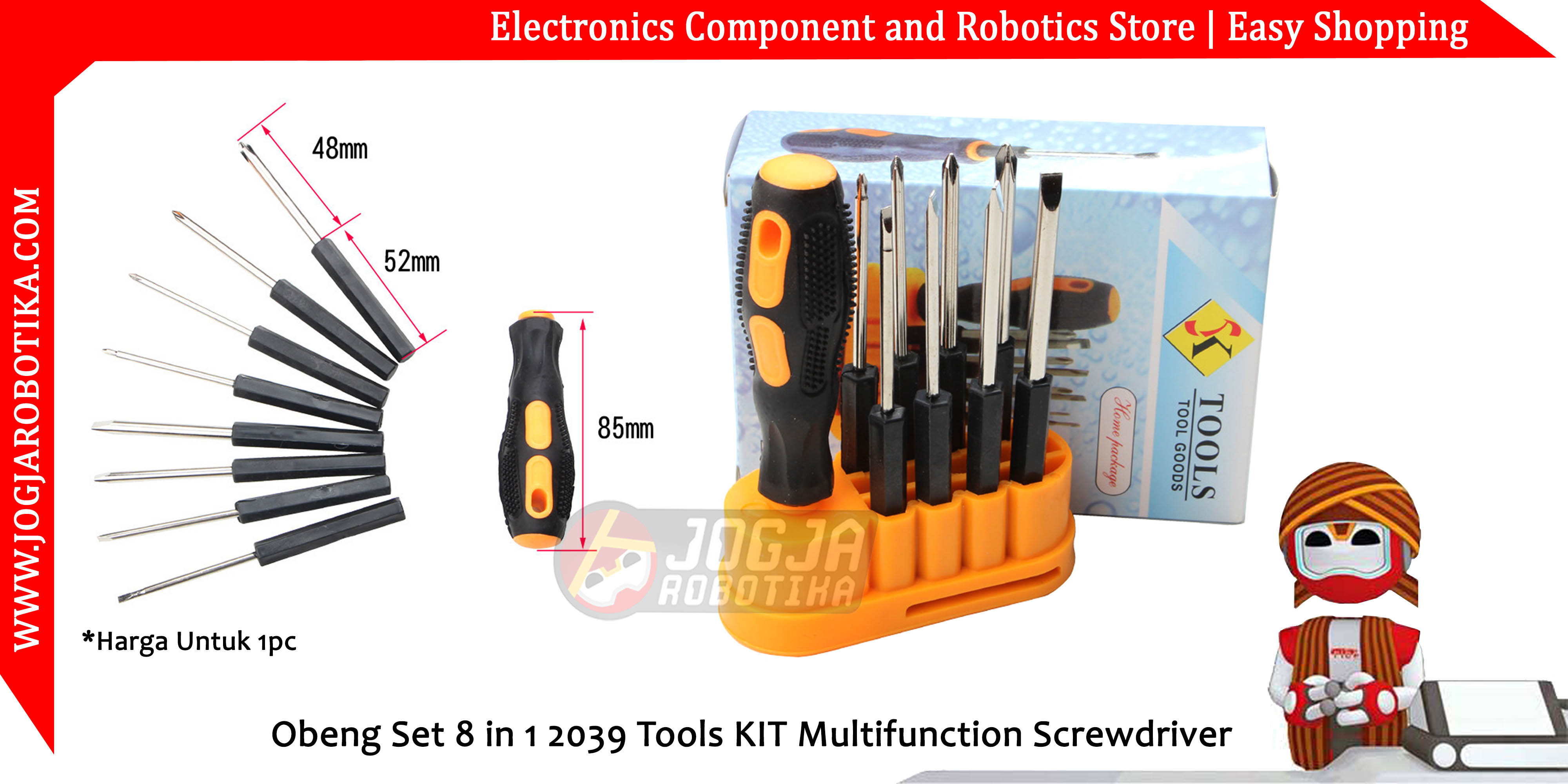 Obeng Set 8 in 1 2039 Tools KIT Multifunction Screwdriver
