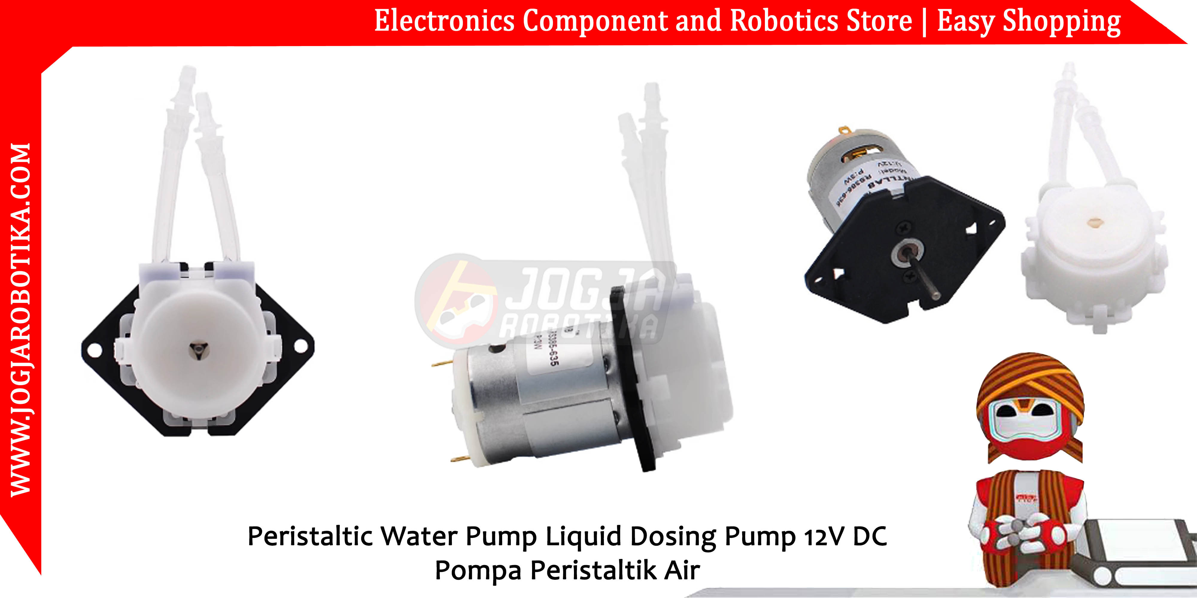 Peristaltic Water Pump Liquid Dosing Pump 12V DC 5~40mL/min Pompa Peristaltik Air