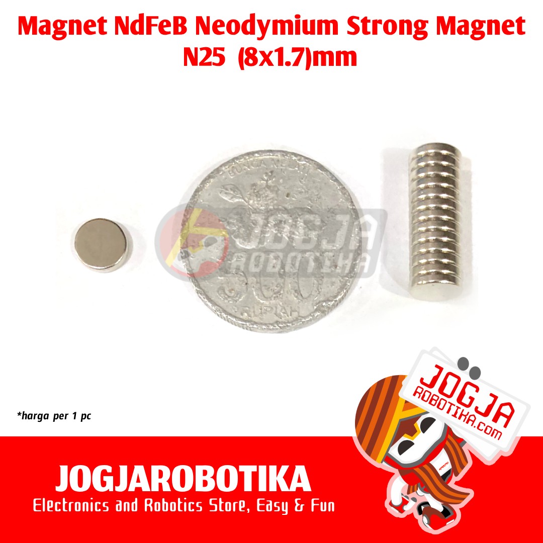 MAGNET N25 BULAT (8X1.7)MM - NDFEB NEODYMIUM STRONG MAGNET