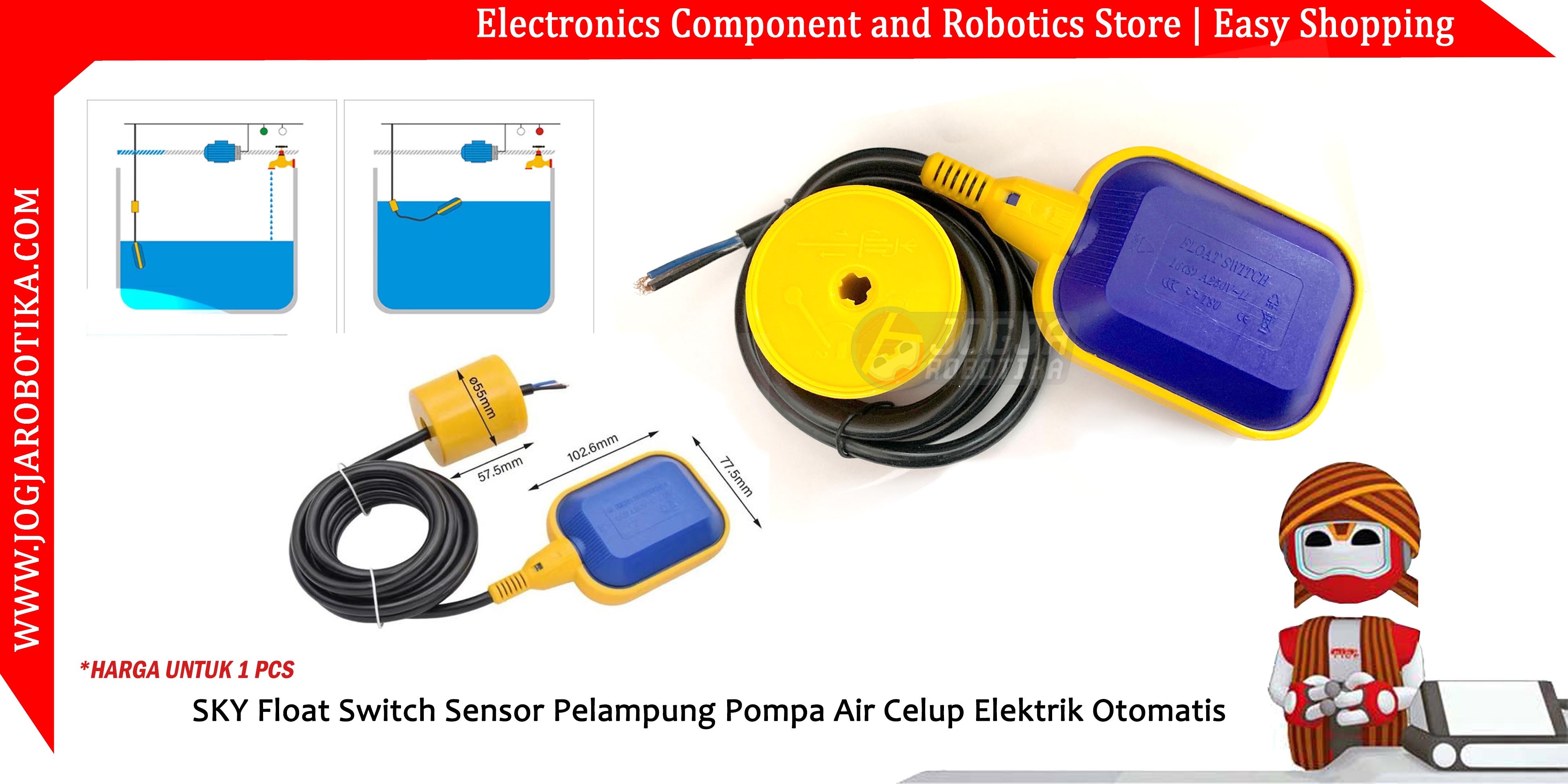SKY Float Switch Sensor Pelampung Pompa Air Celup Elektrik Otomatis 10M
