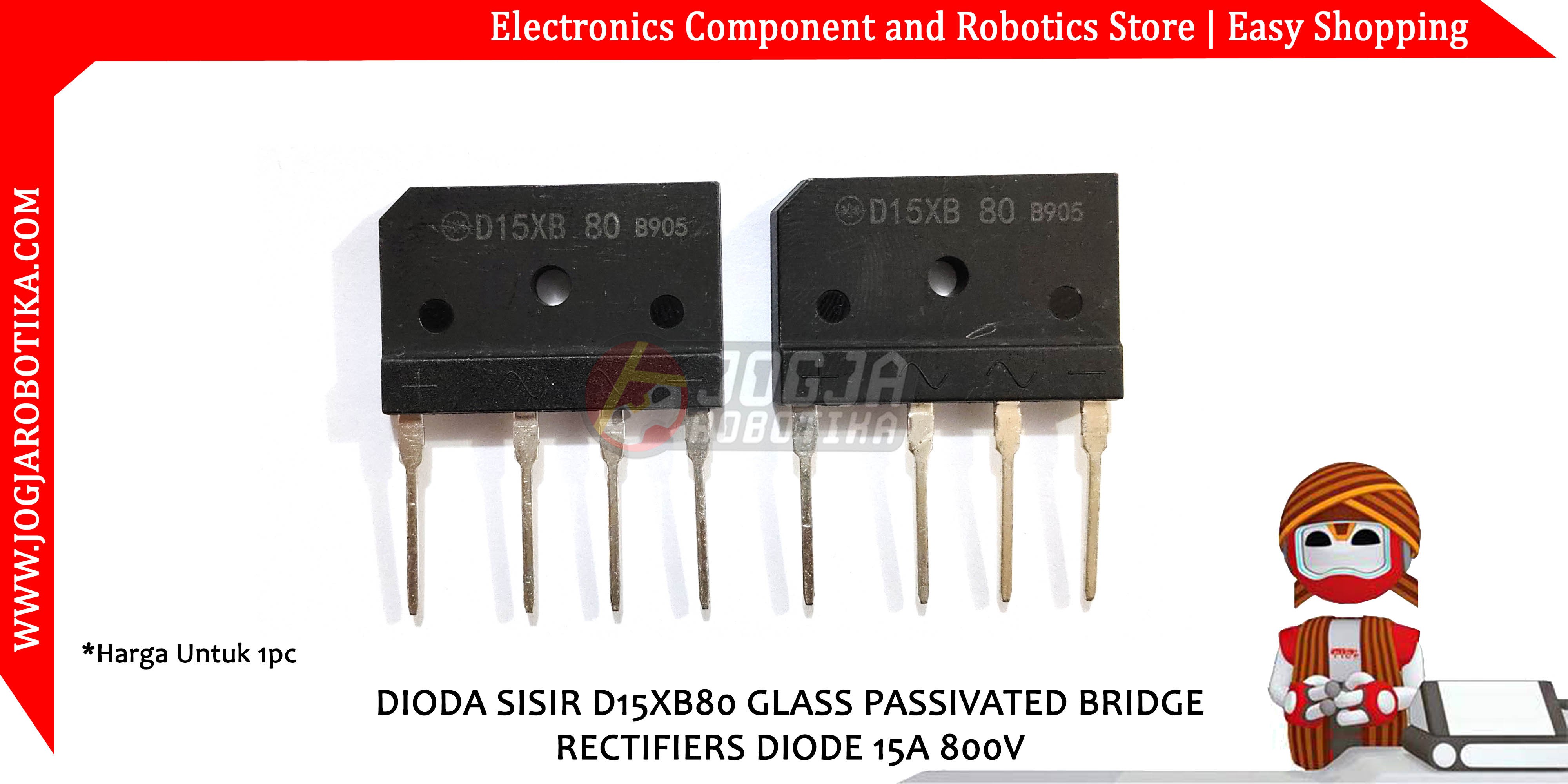 DIODA SISIR D15XB80 GLASS PASSIVATED BRIDGE RECTIFIERS DIODE 15A 800V