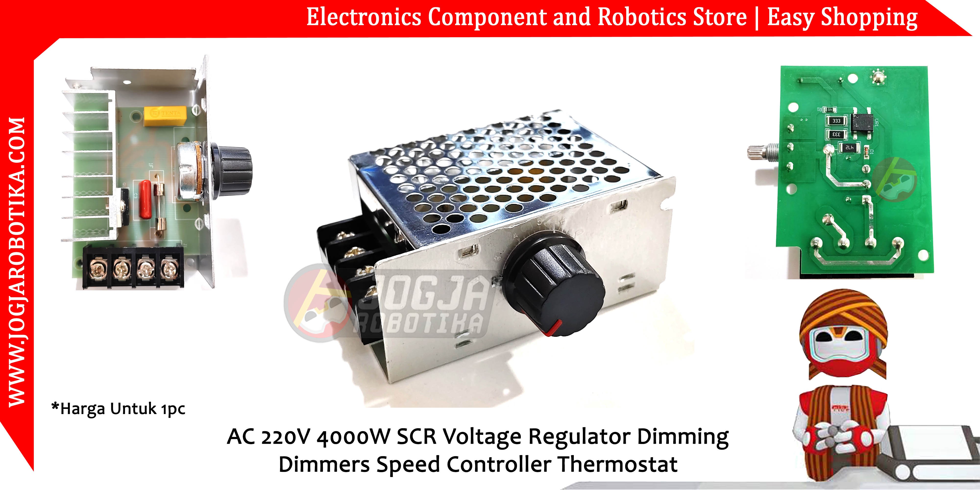 AC 220V 4000W SCR Voltage Regulator Dimming Dimmers Speed Controller Thermostat