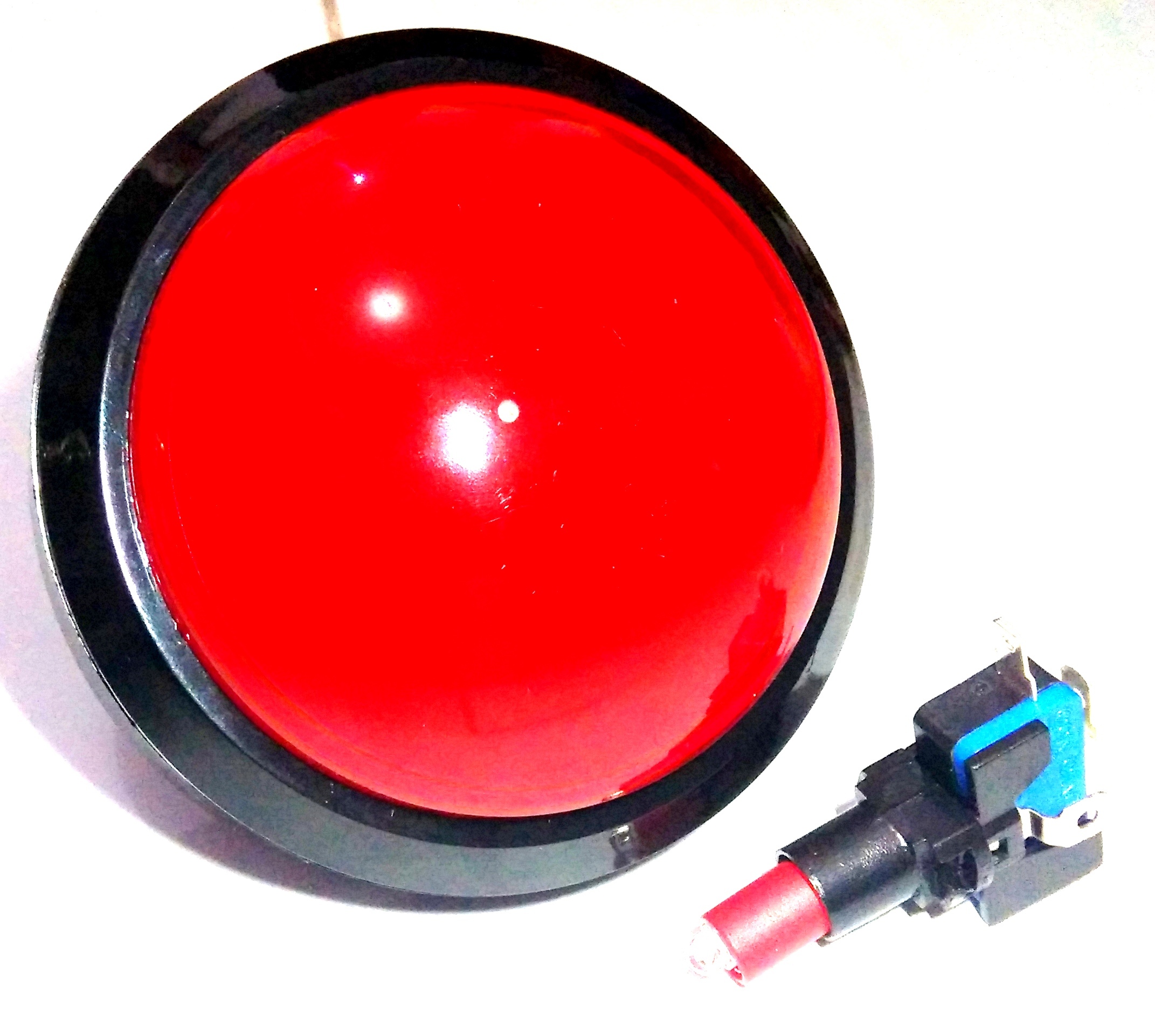 Tombol Acara Kuis Round Convex Illuminated Push Button With LED 100mm-Red