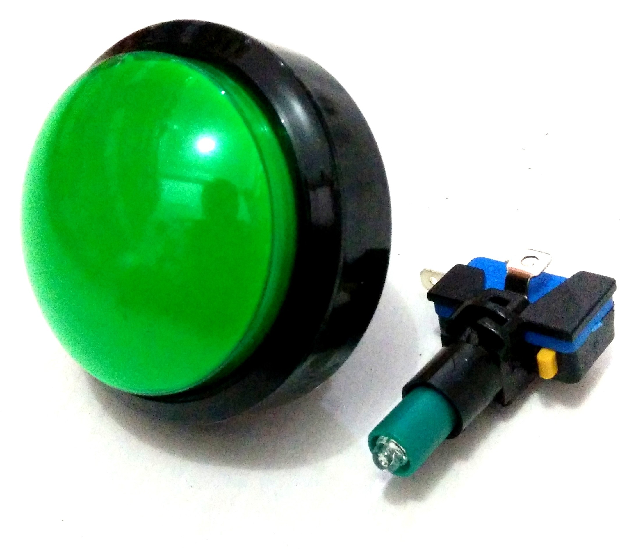 Tombol Acara Kuis Round Convex Illuminated Push Button With LED 60mm-Green