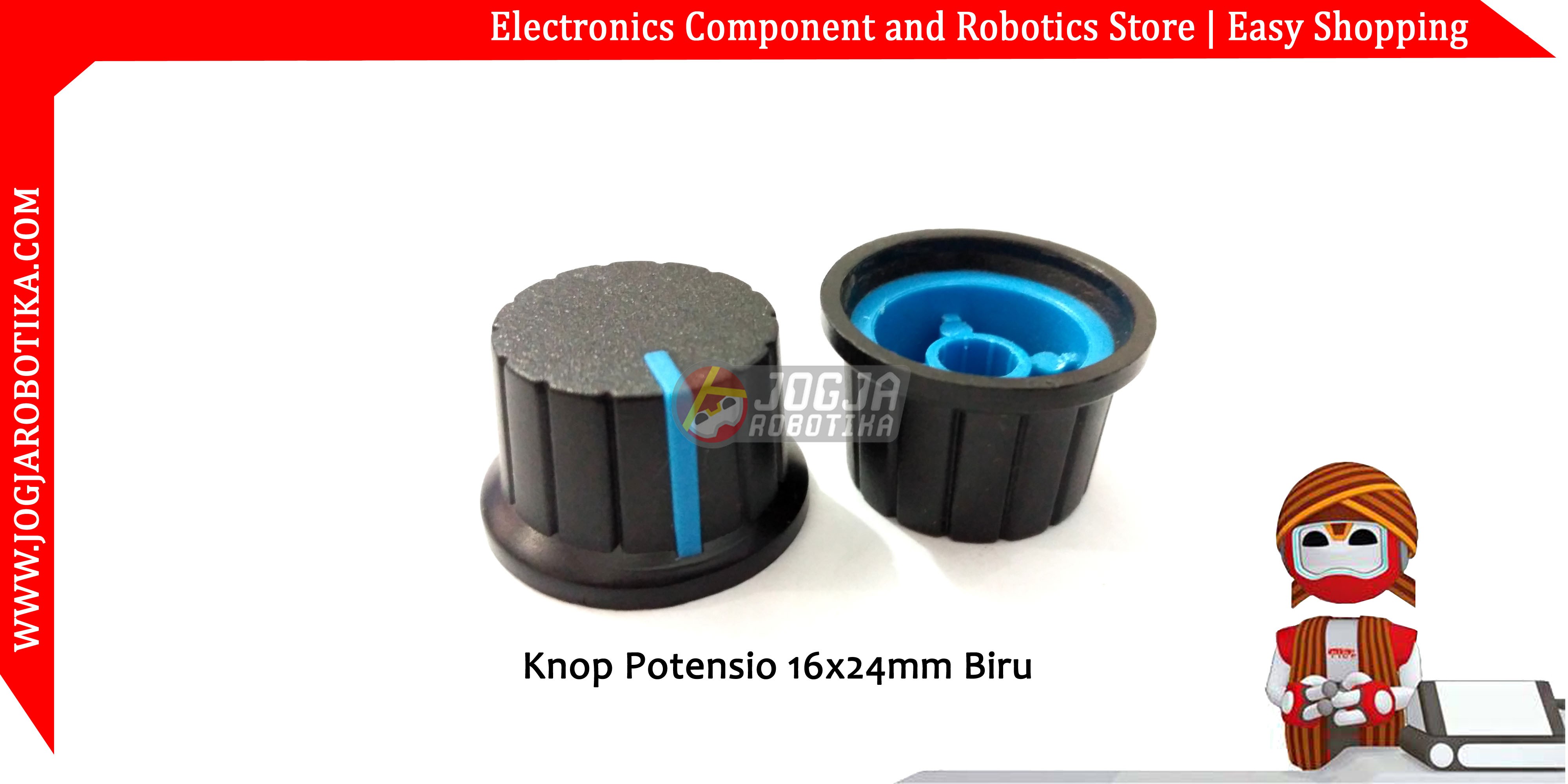 Knop Potensiometer 16x24mm Biru