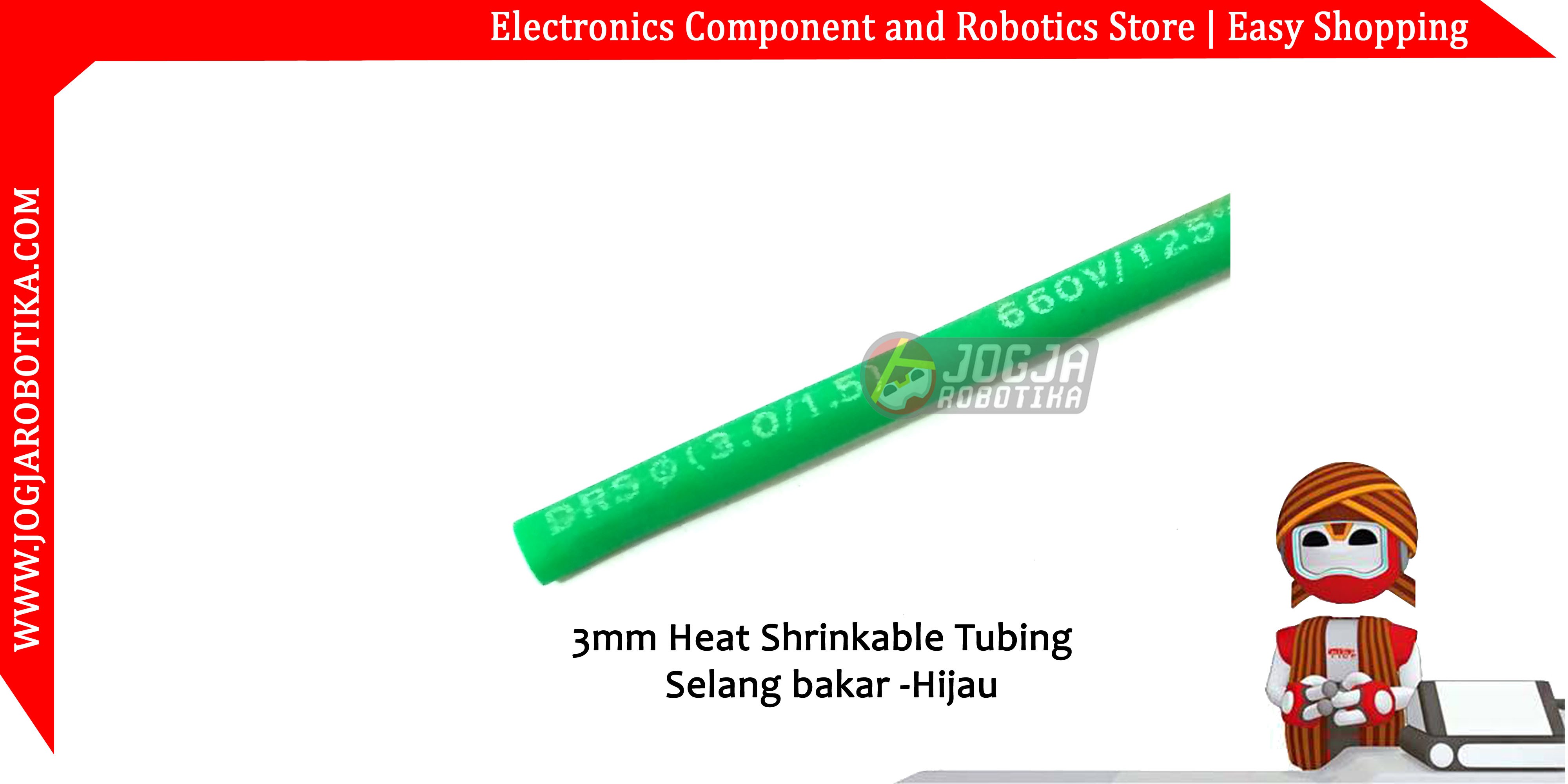 3mm Heat Shrinkable Tubing / Selang bakar - Hijau