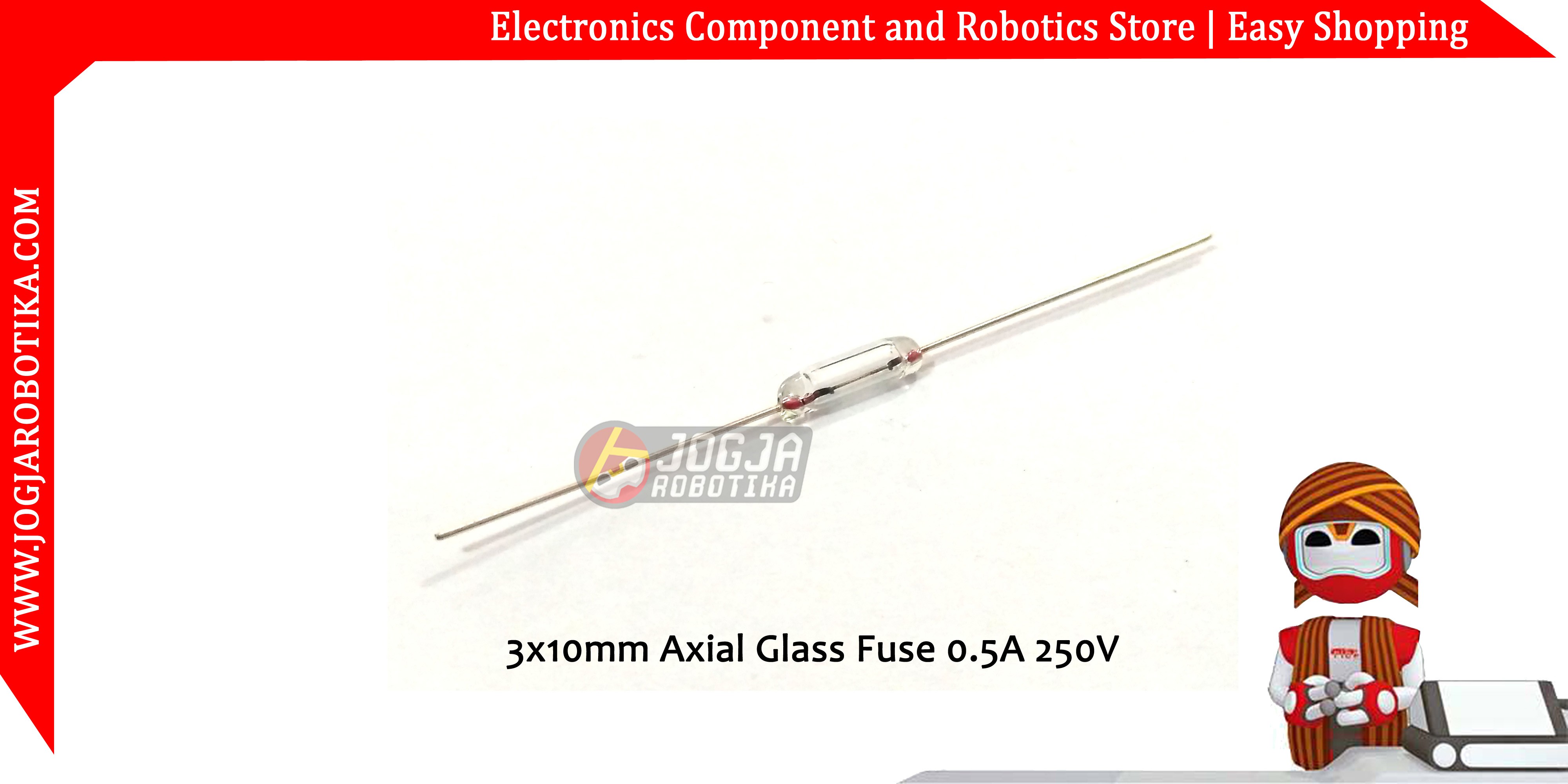 3x10mm Axial Glass Fuse 0.5A 250V