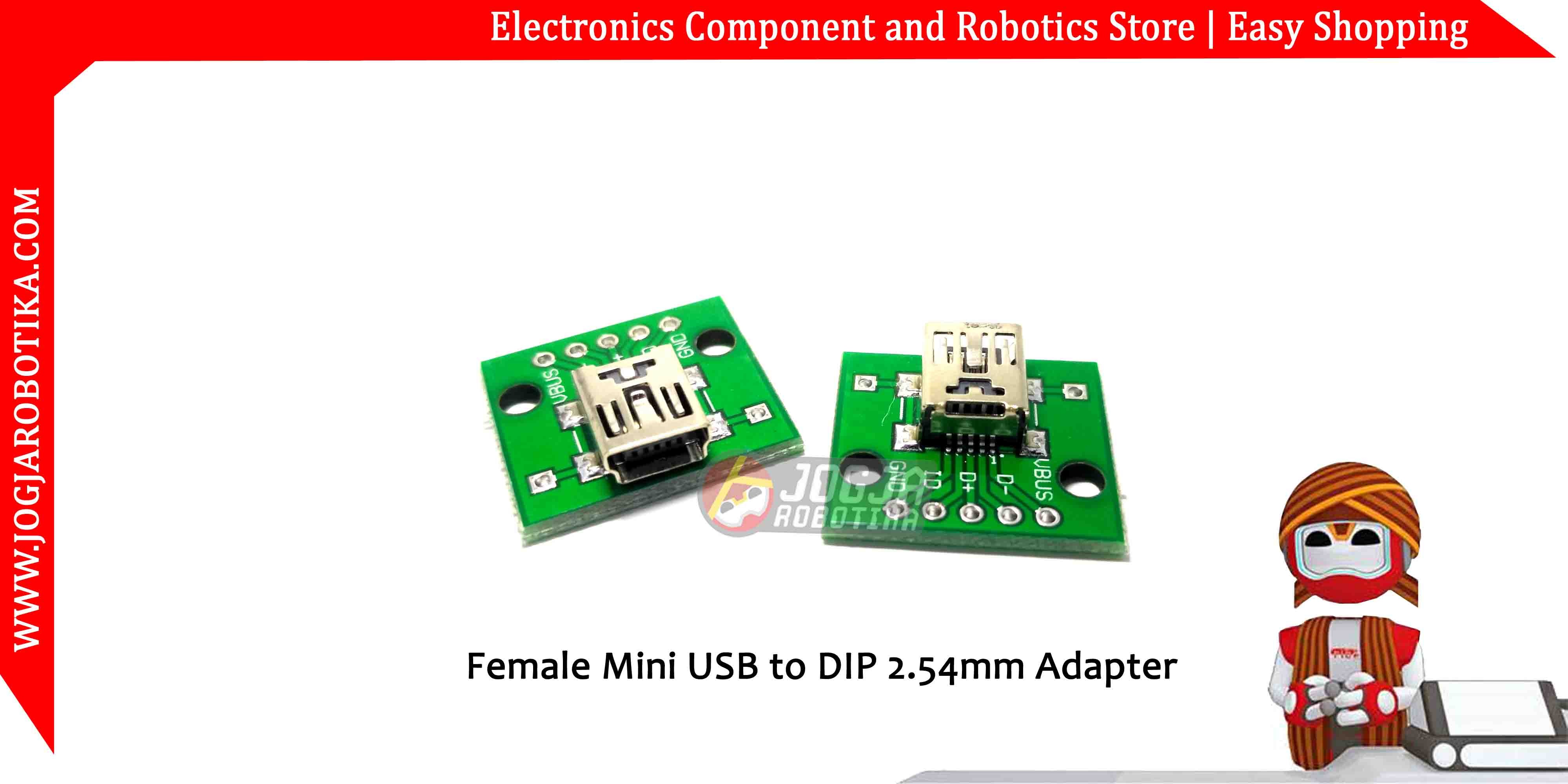 Female Mini USB to DIP 2.54mm Adapter