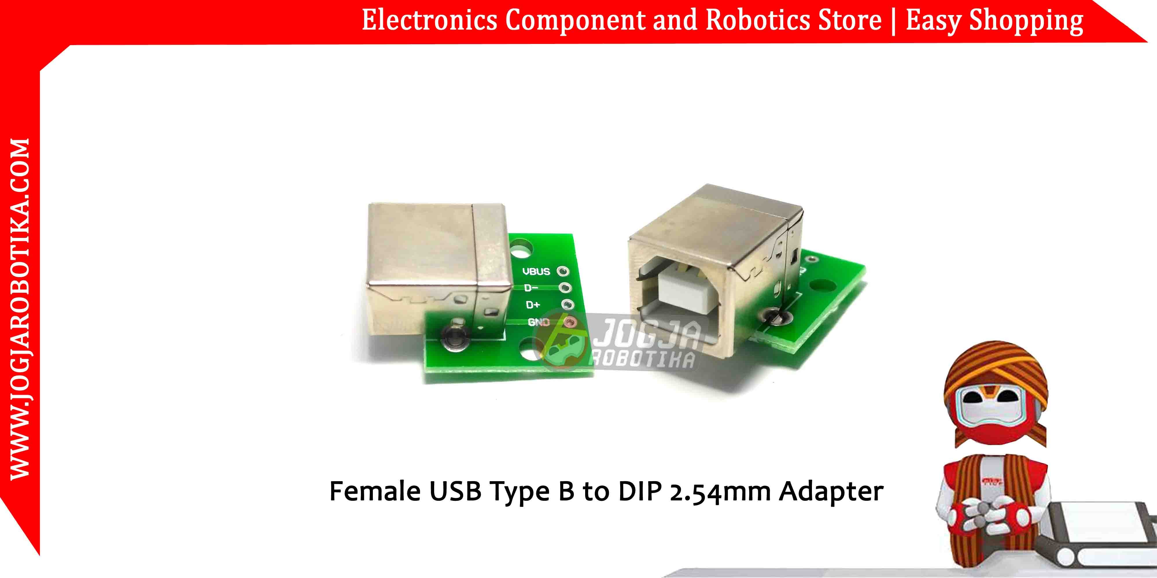 Female USB Type B to DIP 2.54mm Adapter