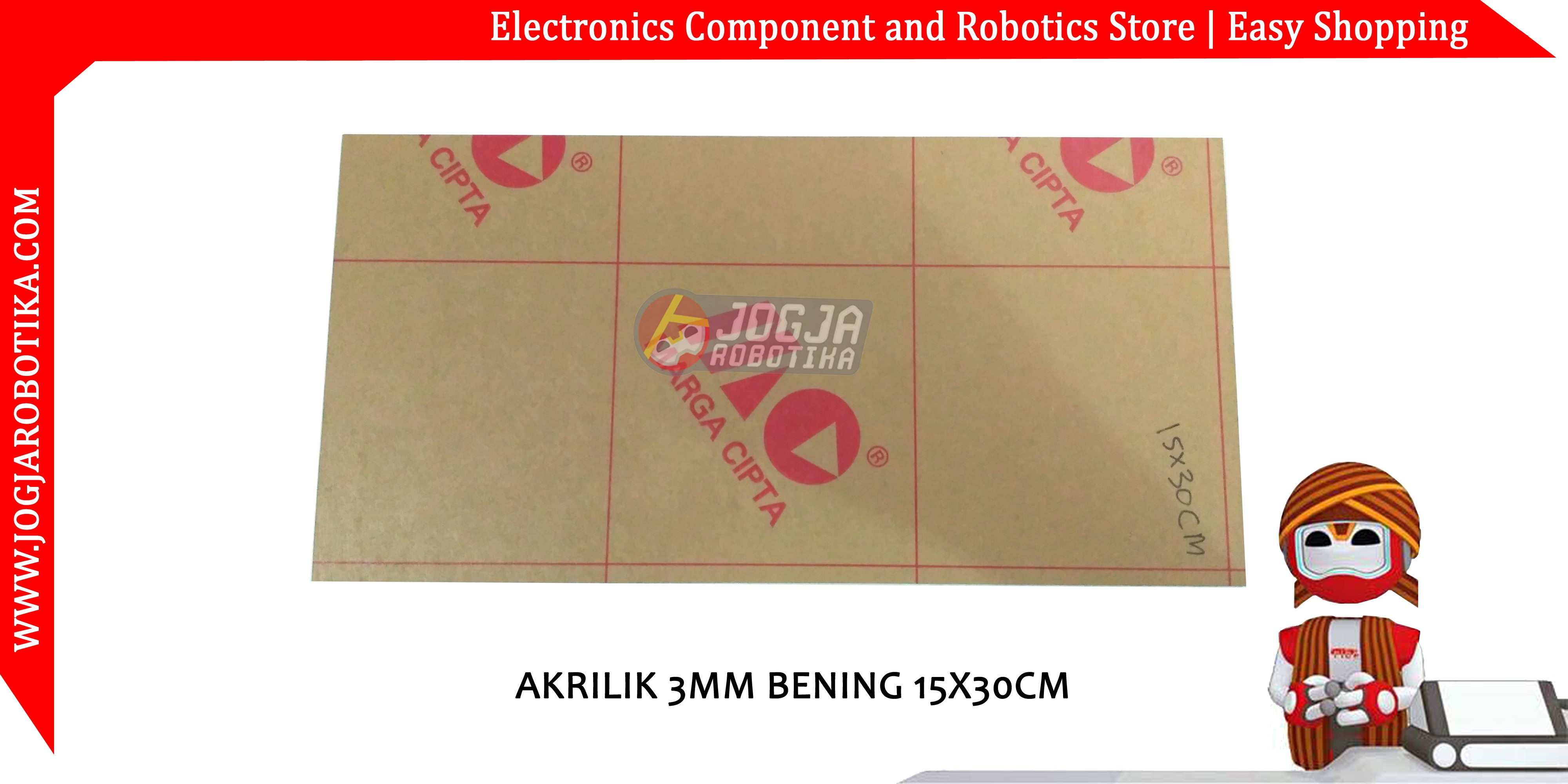AKRILIK 3MM BENING 15X30CM