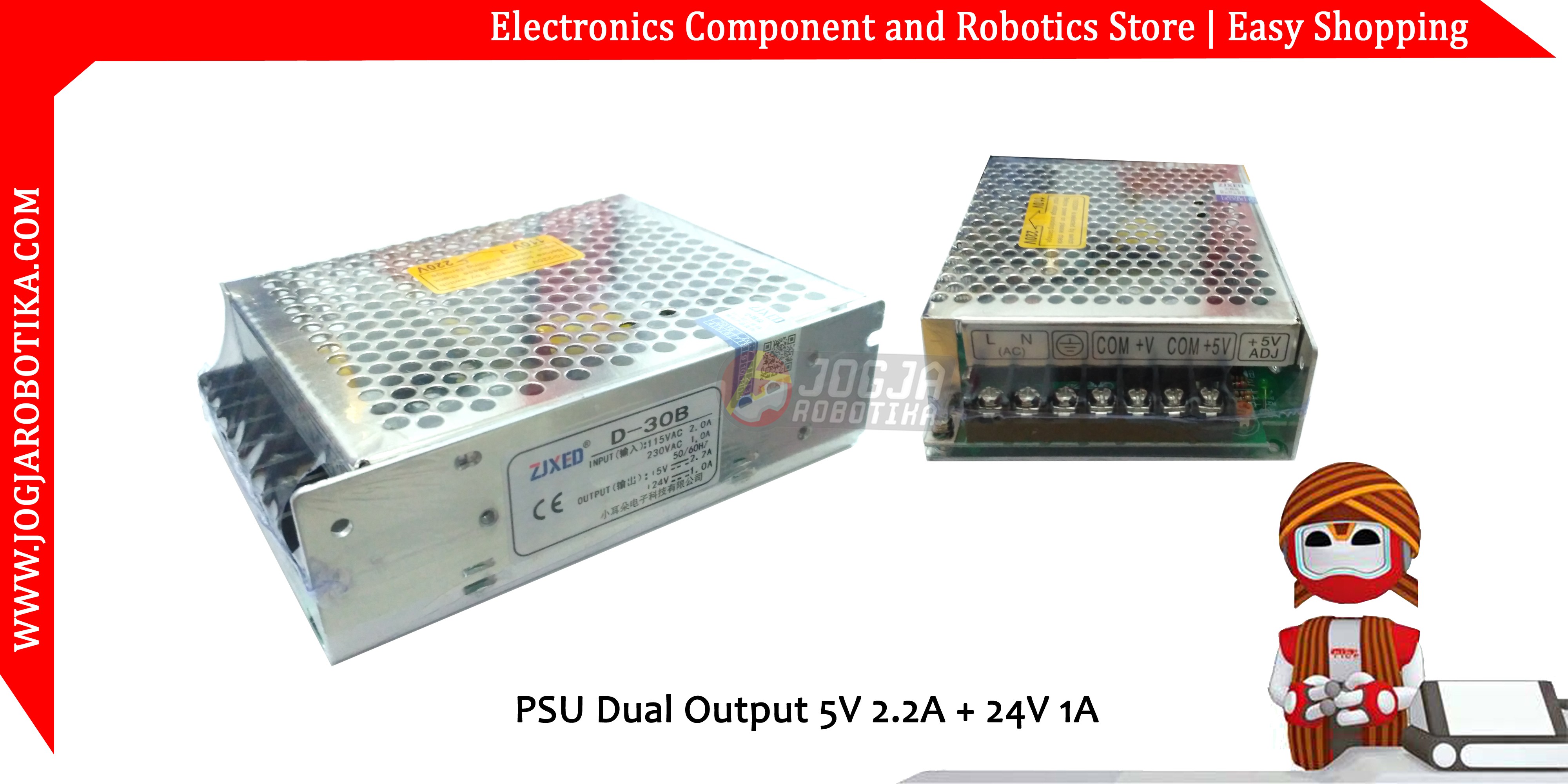 PSU Dual Output 5V 2.2A + 24V 1A