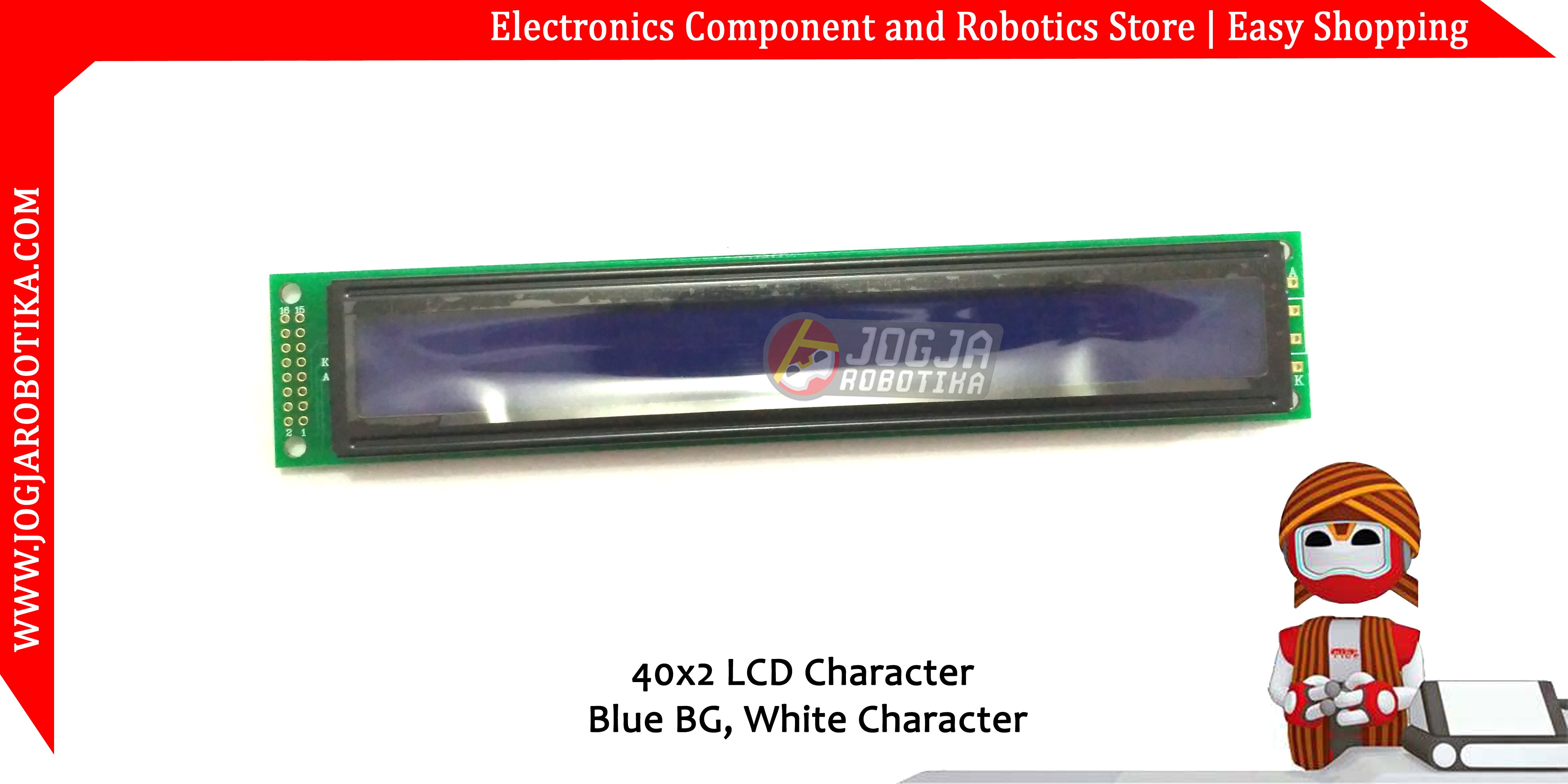 40x2 LCD Character Blue BG White Character