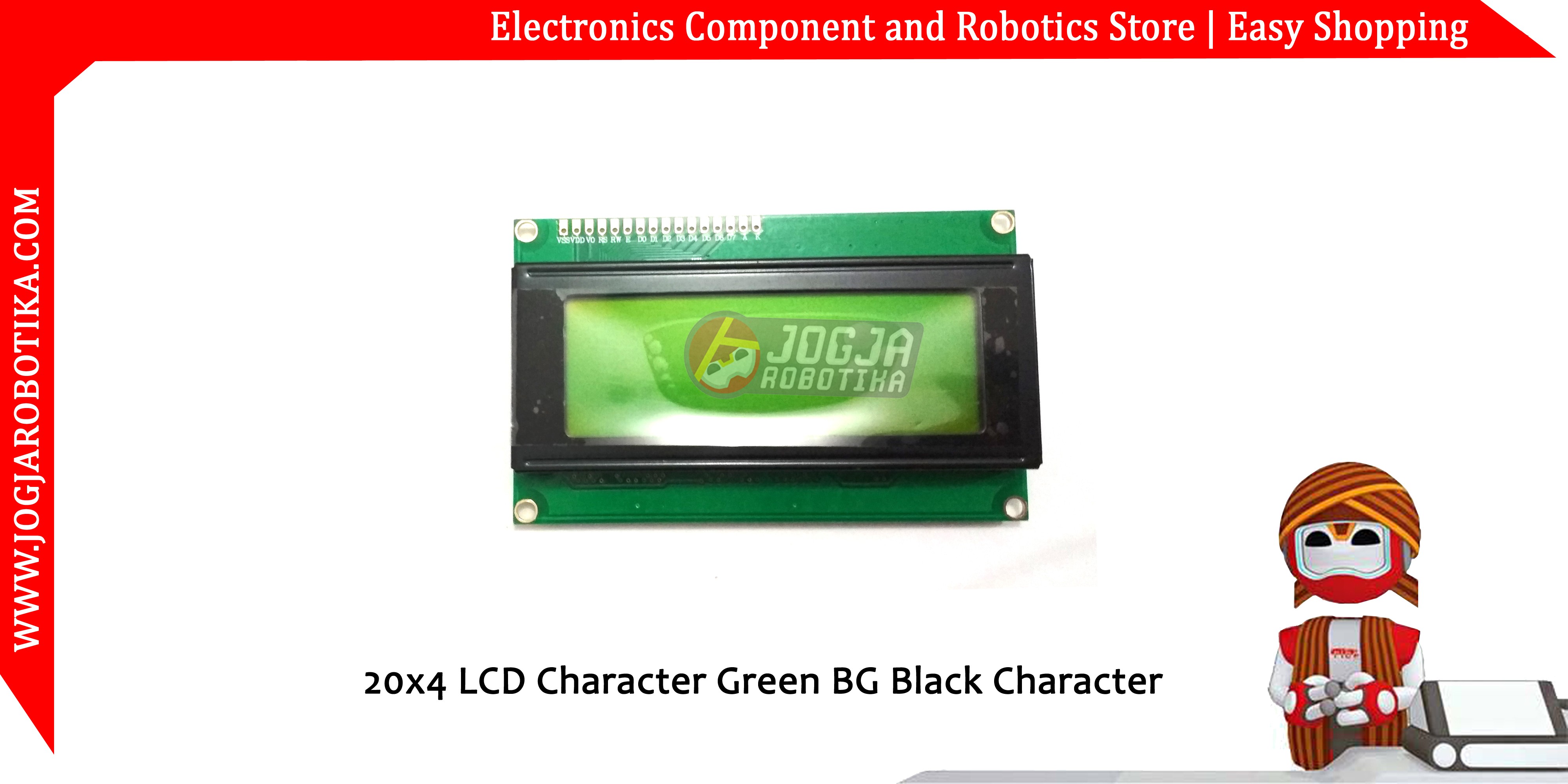 20x4 LCD Character Green BG Black Character