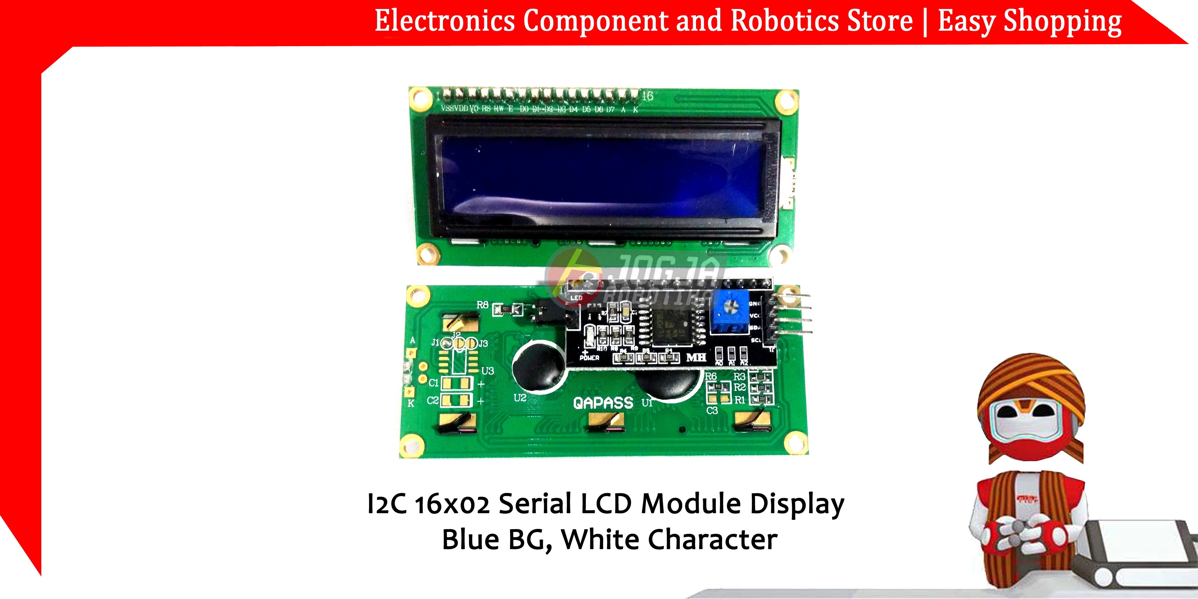 I2C 16x02 16x2 Serial LCD Module Display Blue BG White Character