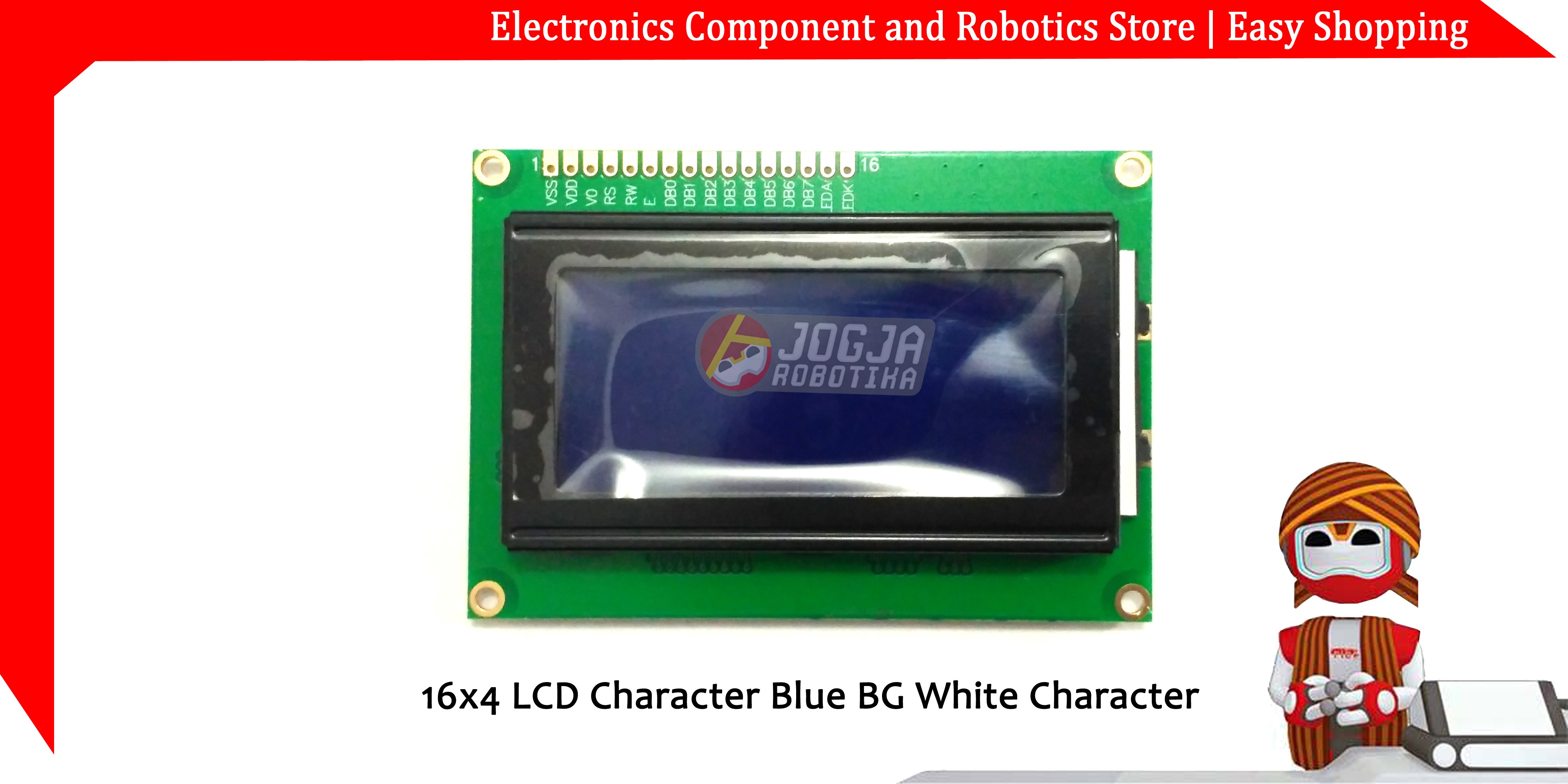 16x4 LCD Character Blue BG White Character