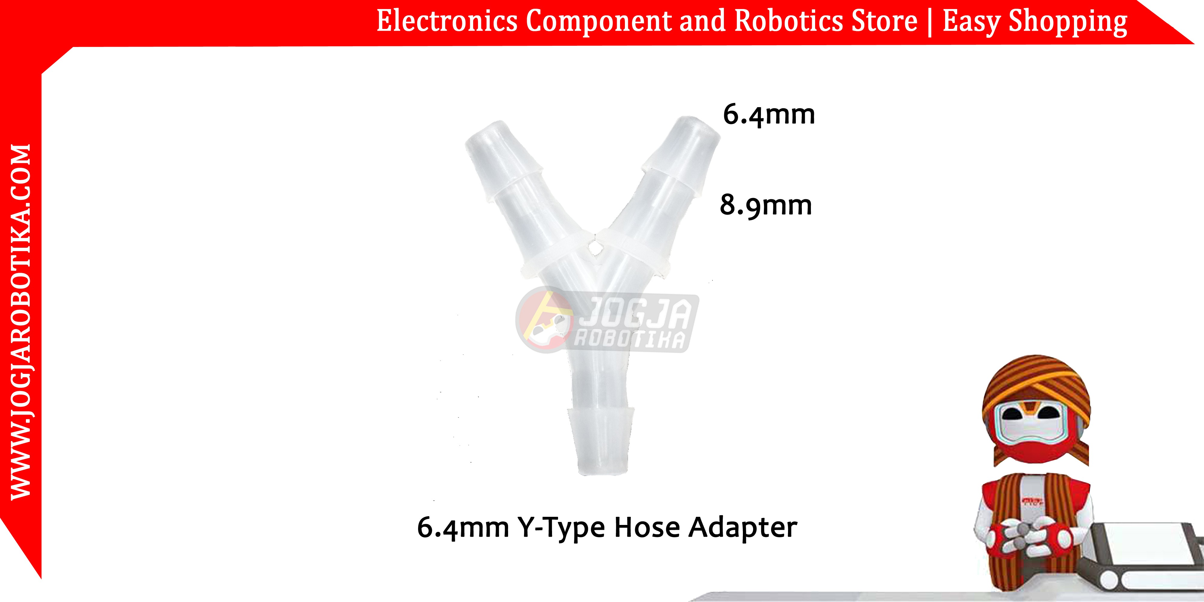 6.4mm Y-Type Hose Adapter Sambungan Selang