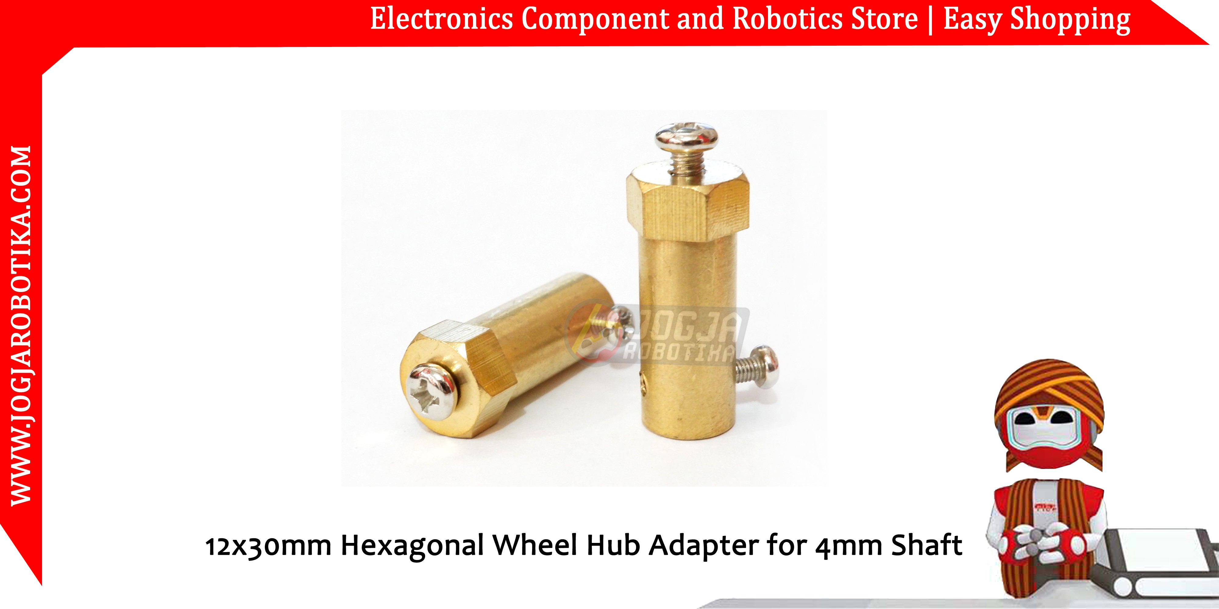 12x30mm Hexagonal Wheel Hub Adapter for 4mm Shaft