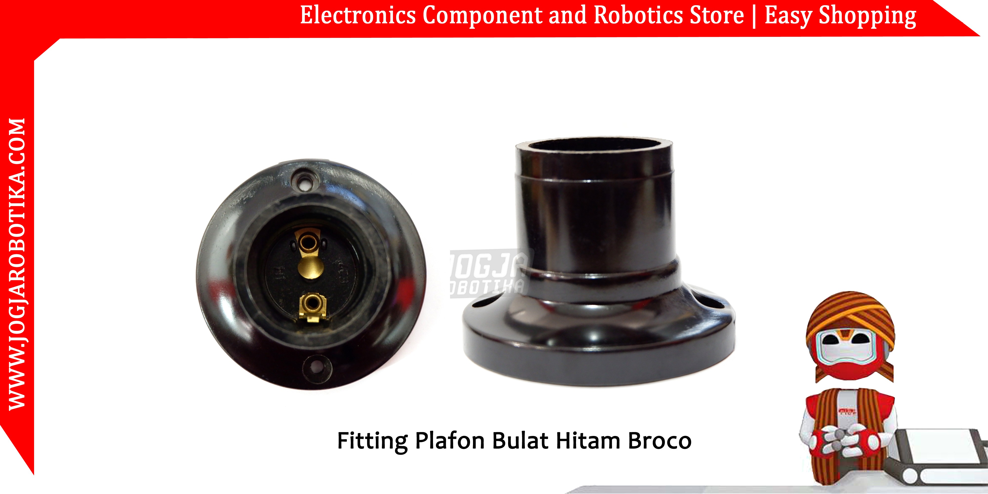 Fitting Plafon Bulat Hitam Broco