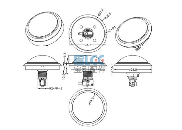 Tombol Acara Kuis Round Convex Illuminated Push Button With LED 100mm-Yellow